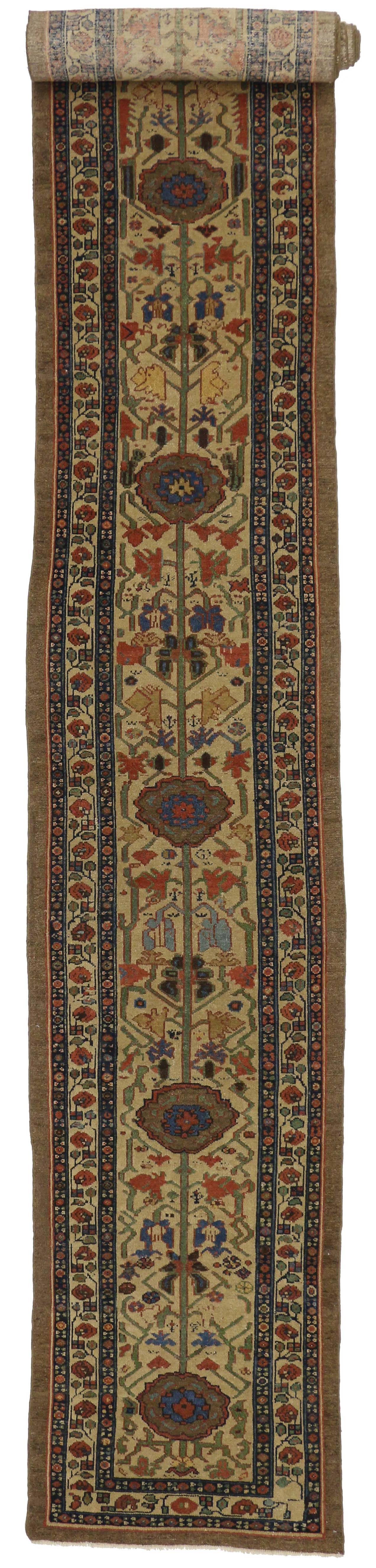 Antique Persian Malayer Extra-Long Hallway Runner with Arts & Crafts Style  For Sale 3