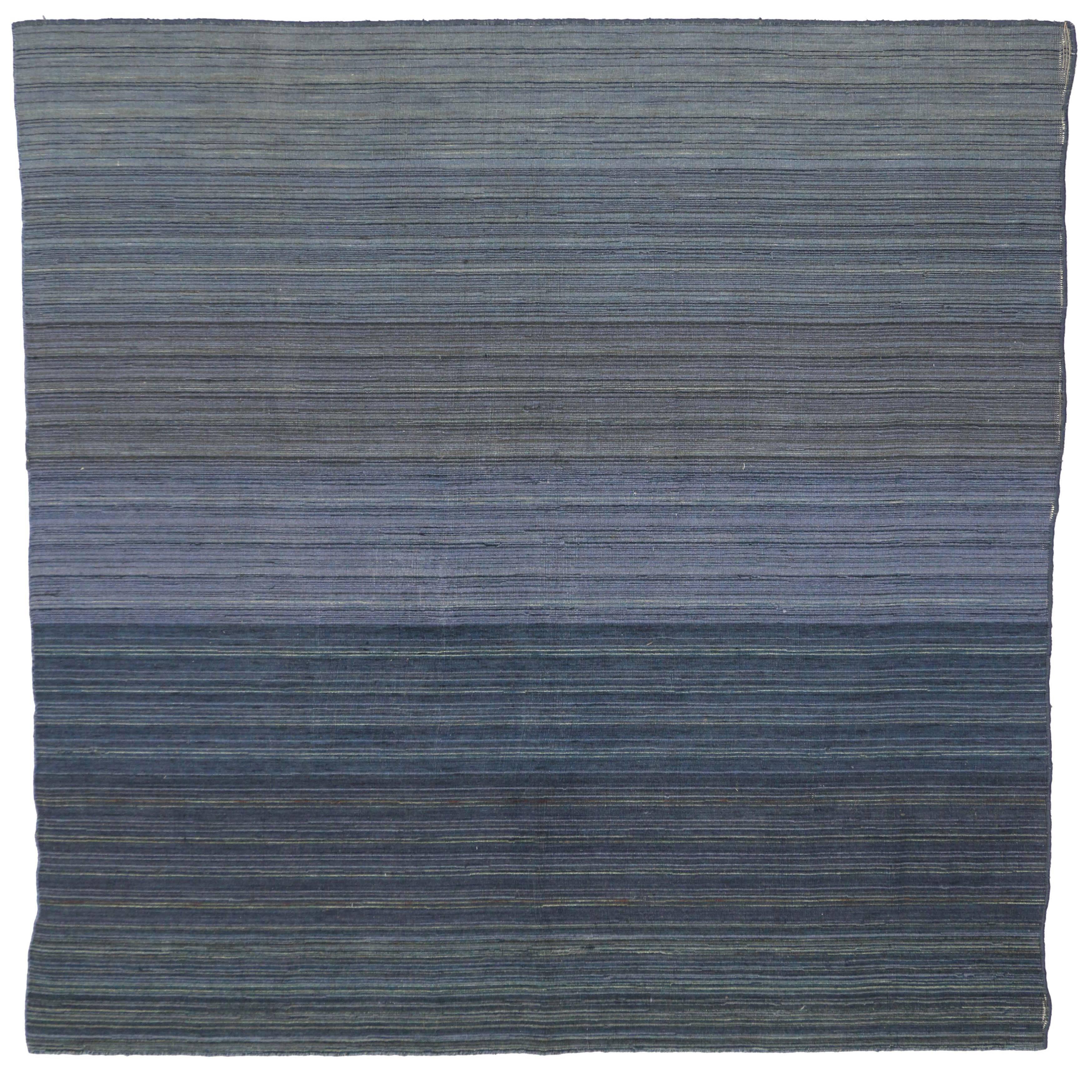 Hand-Woven Contemporary Modern Flat-Weave Rug, Ombre Kilim with Pastel Postmodern Style For Sale