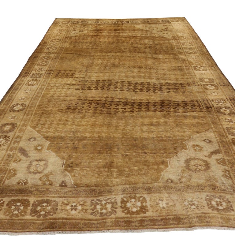 Antique Turkish Kars Oushak Rug, Golden Brown Area Rug For Sale at 1stdibs