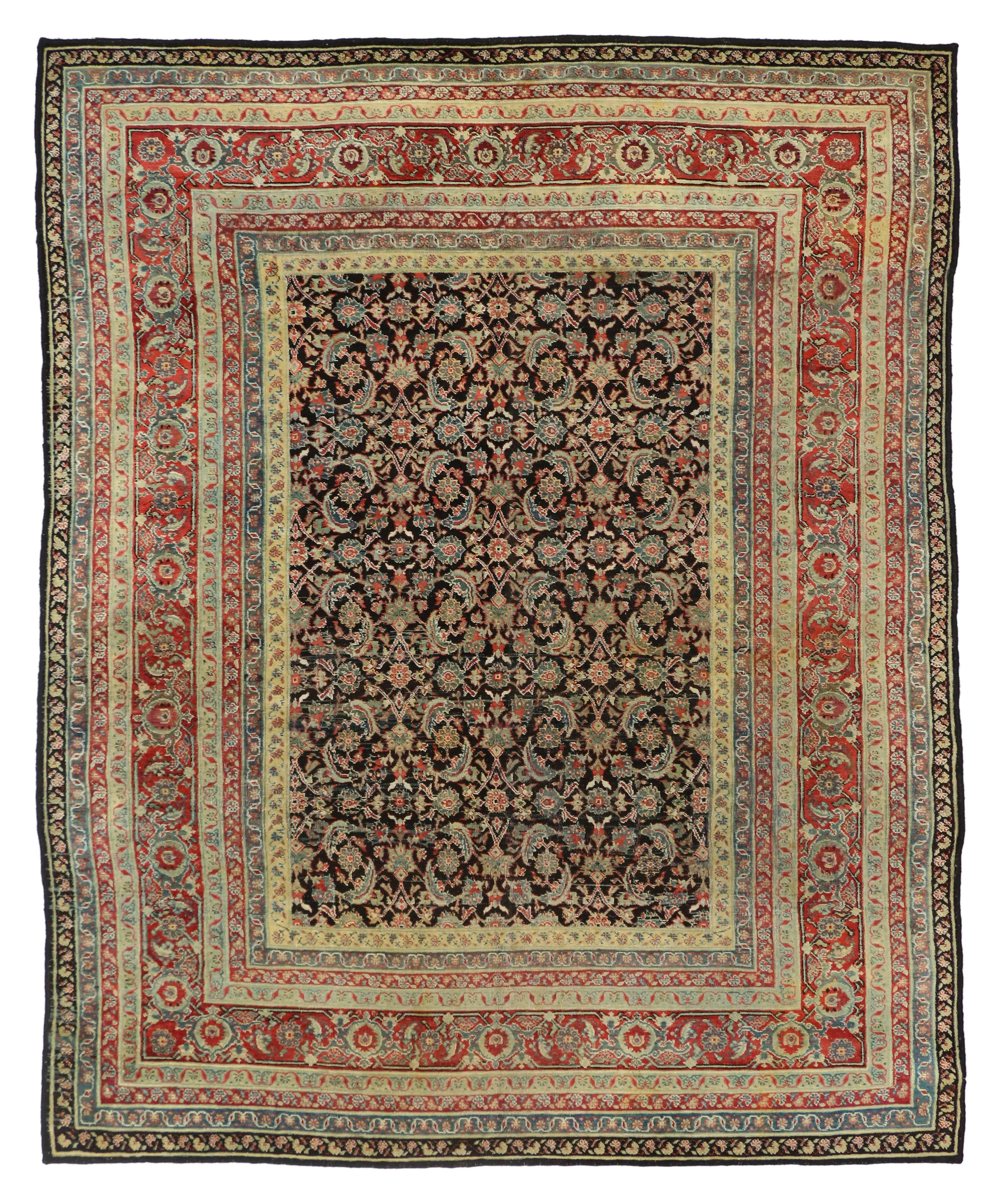 Wool Vintage India Agra Rug with Modern Traditional Style For Sale