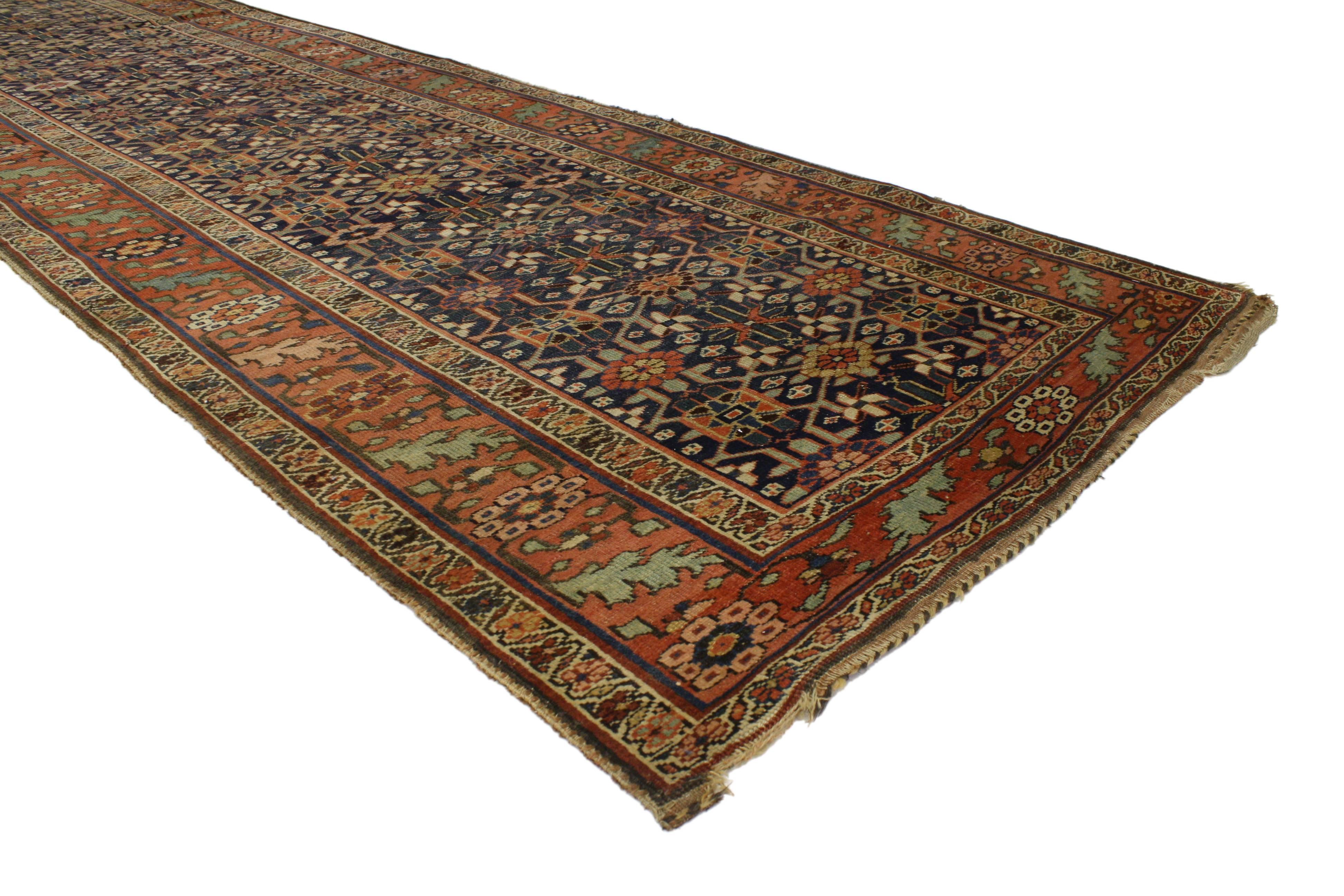 Malayer Antique Persian Bijar Runner with Traditional Modern Style For Sale