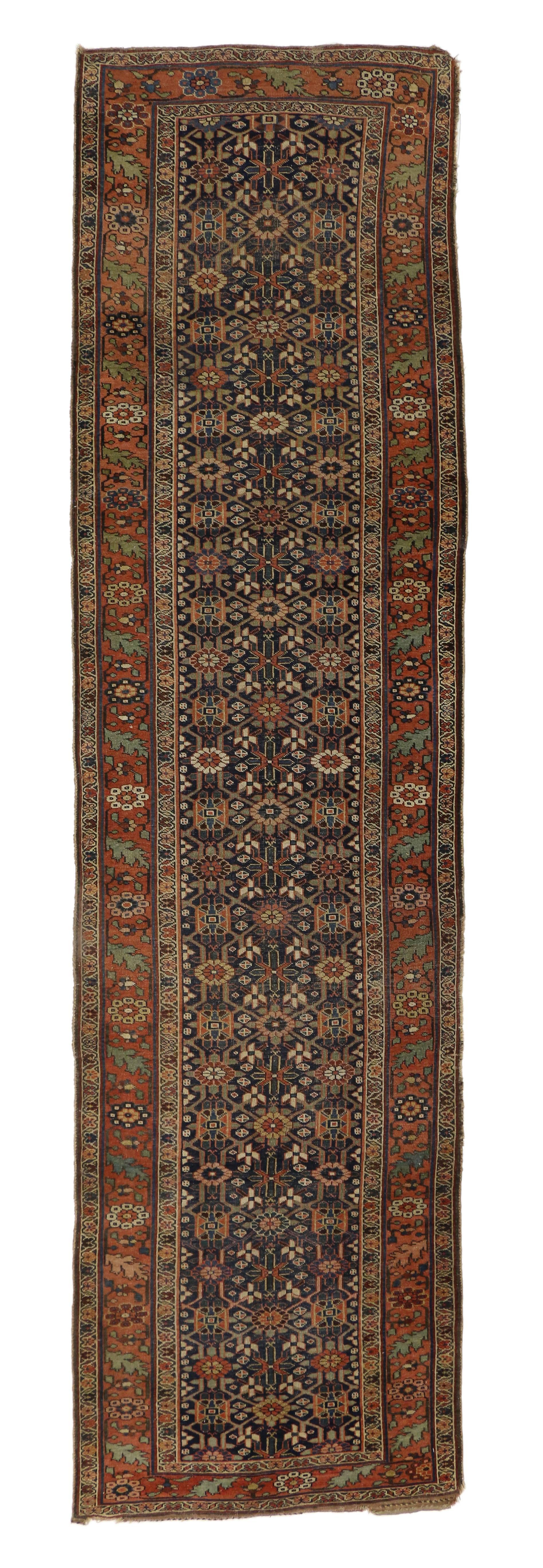 Antique Persian Bijar Runner with Traditional Modern Style For Sale 6