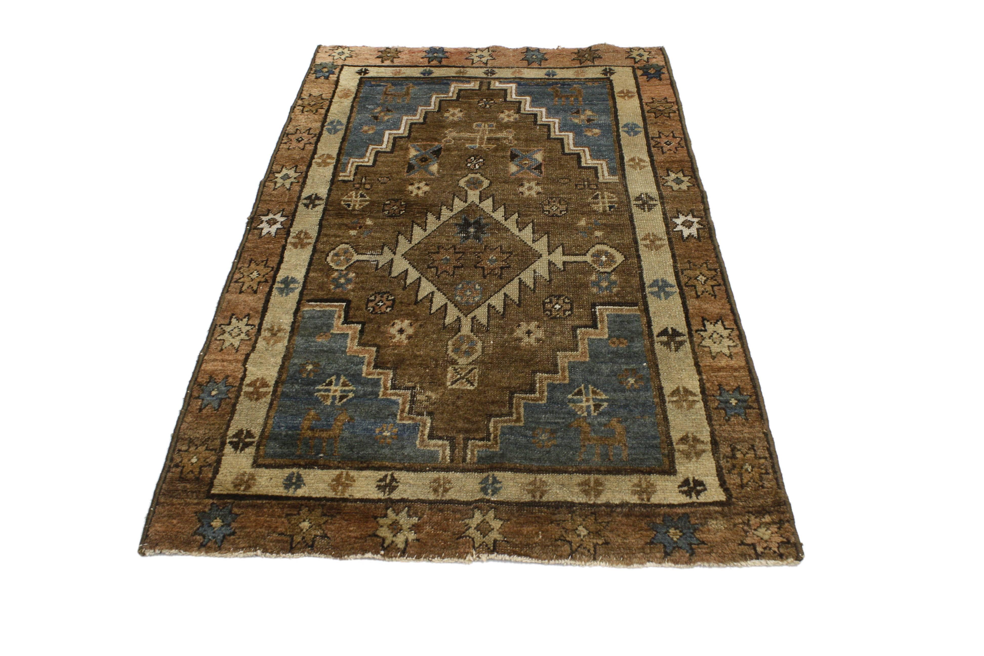 Hand-Knotted Antique Persian Bakshaish Rug with Modern Tribal Style For Sale