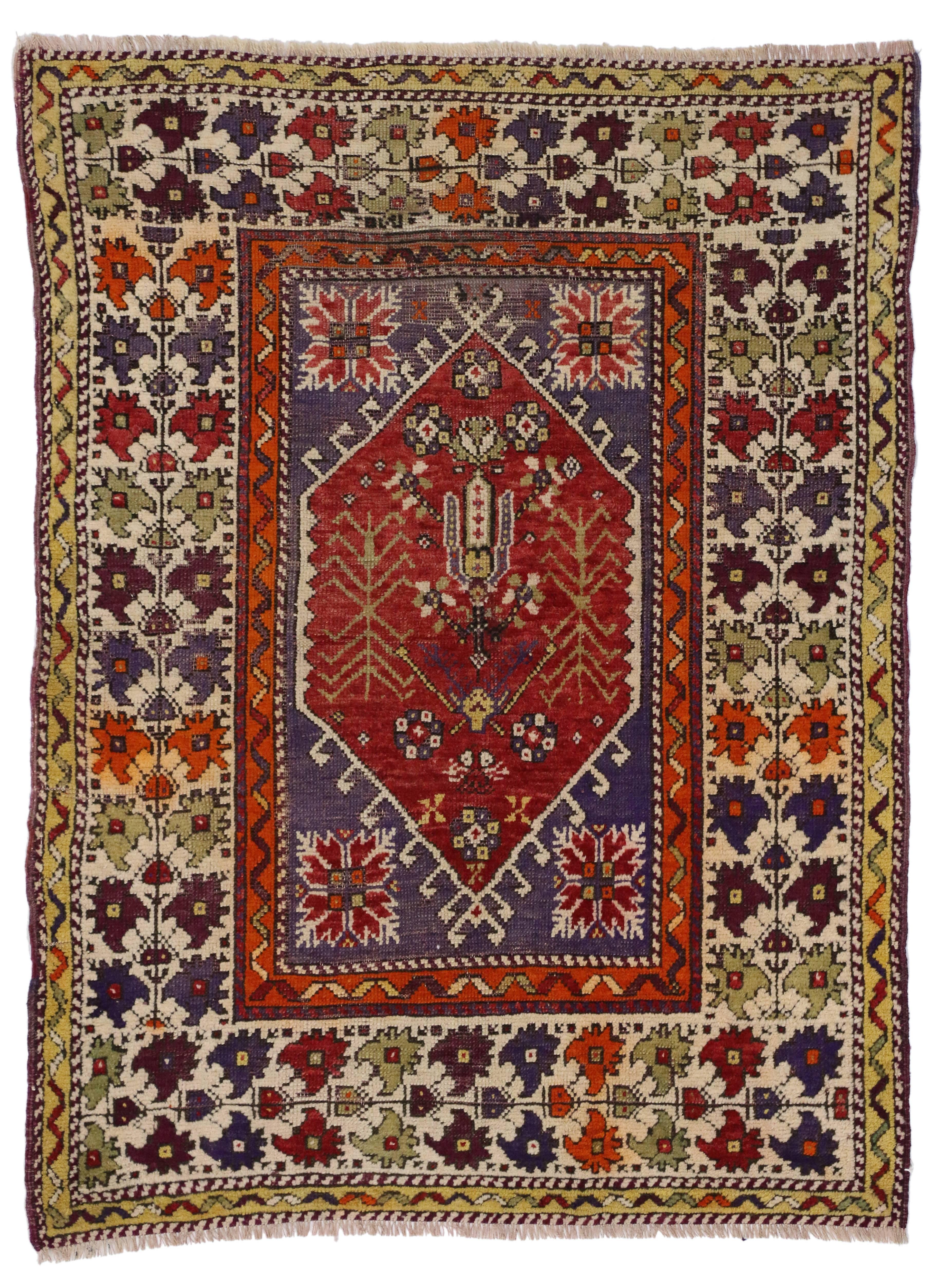 Türkischer Oushak-Teppich im modernen, traditionellen Stil, Vintage (Wolle) im Angebot