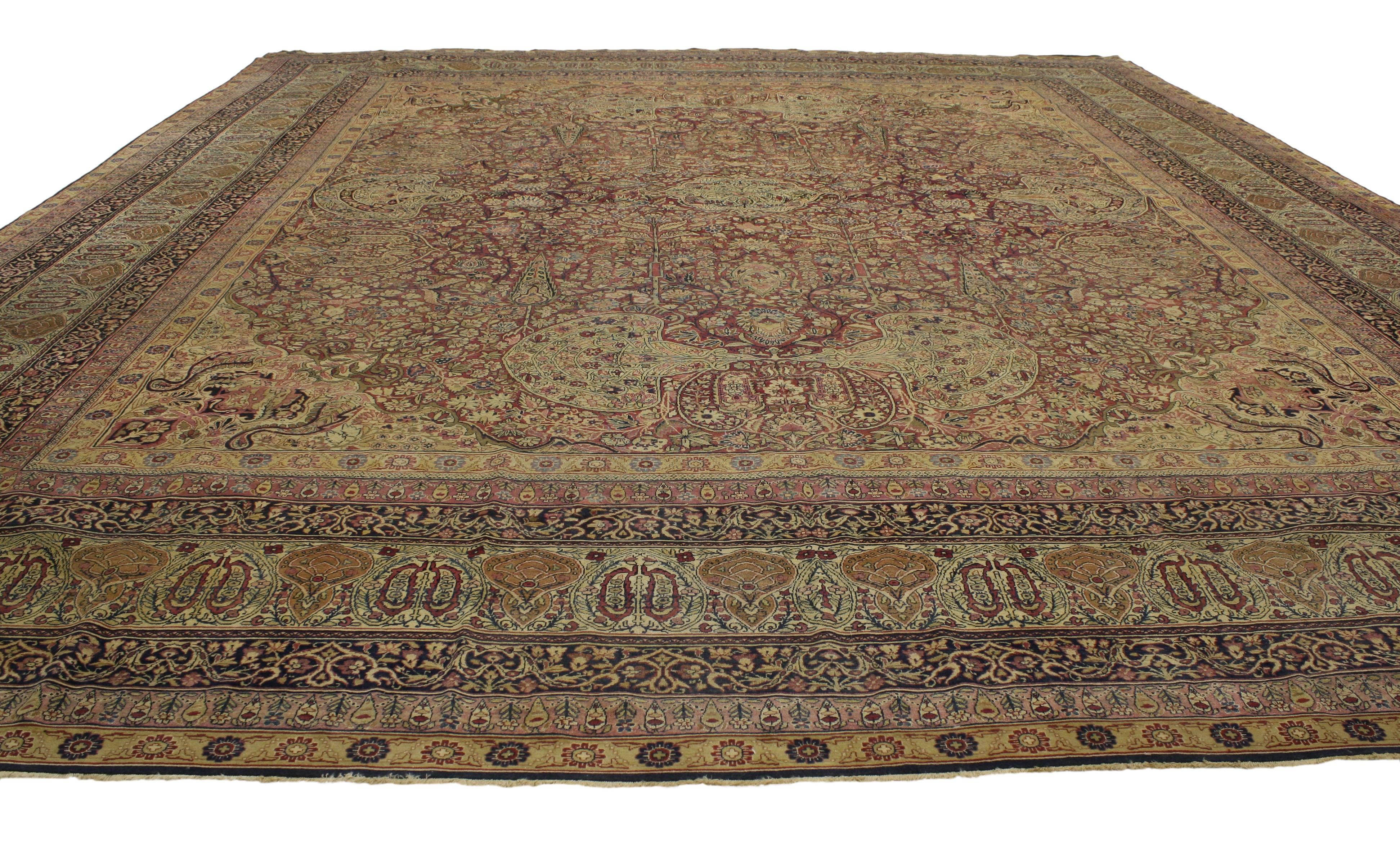 Bakshaish 1880s Oversized Antique Persian Kermanshah Rug, Hotel Lobby Size Carpet For Sale