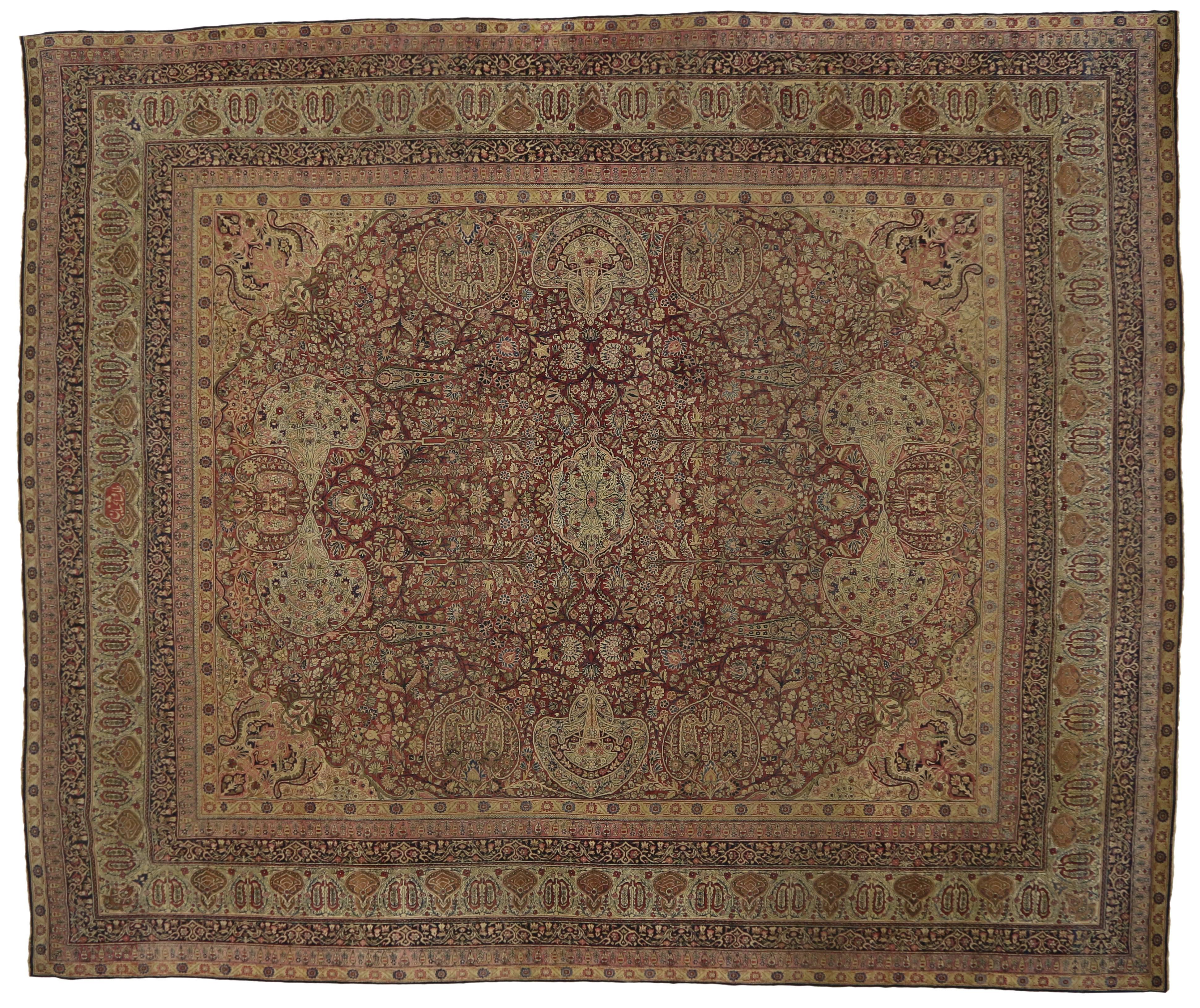 19th Century 1880s Oversized Antique Persian Kermanshah Rug, Hotel Lobby Size Carpet For Sale