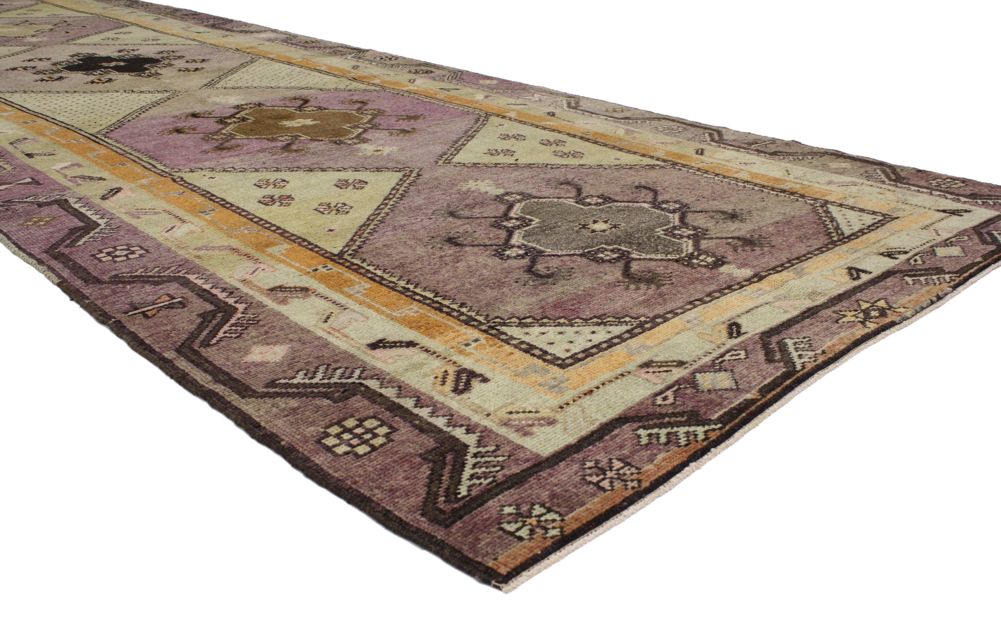 Vintage Turkish Oushak Gallery Rug with Modern Bohemian Style For Sale 2