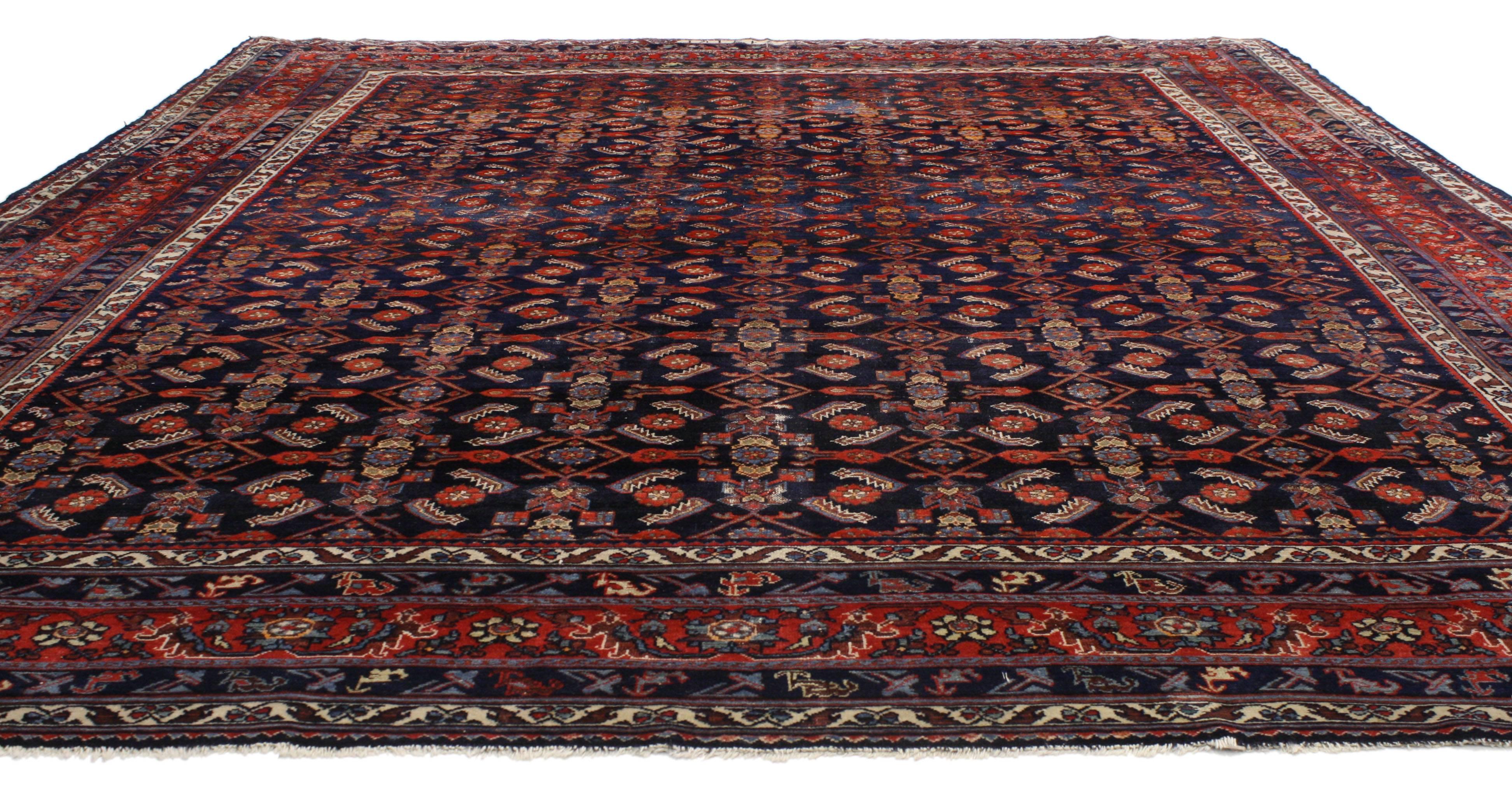 Hand-Knotted Antique Persian Malayer Rug with Traditional Modern Style