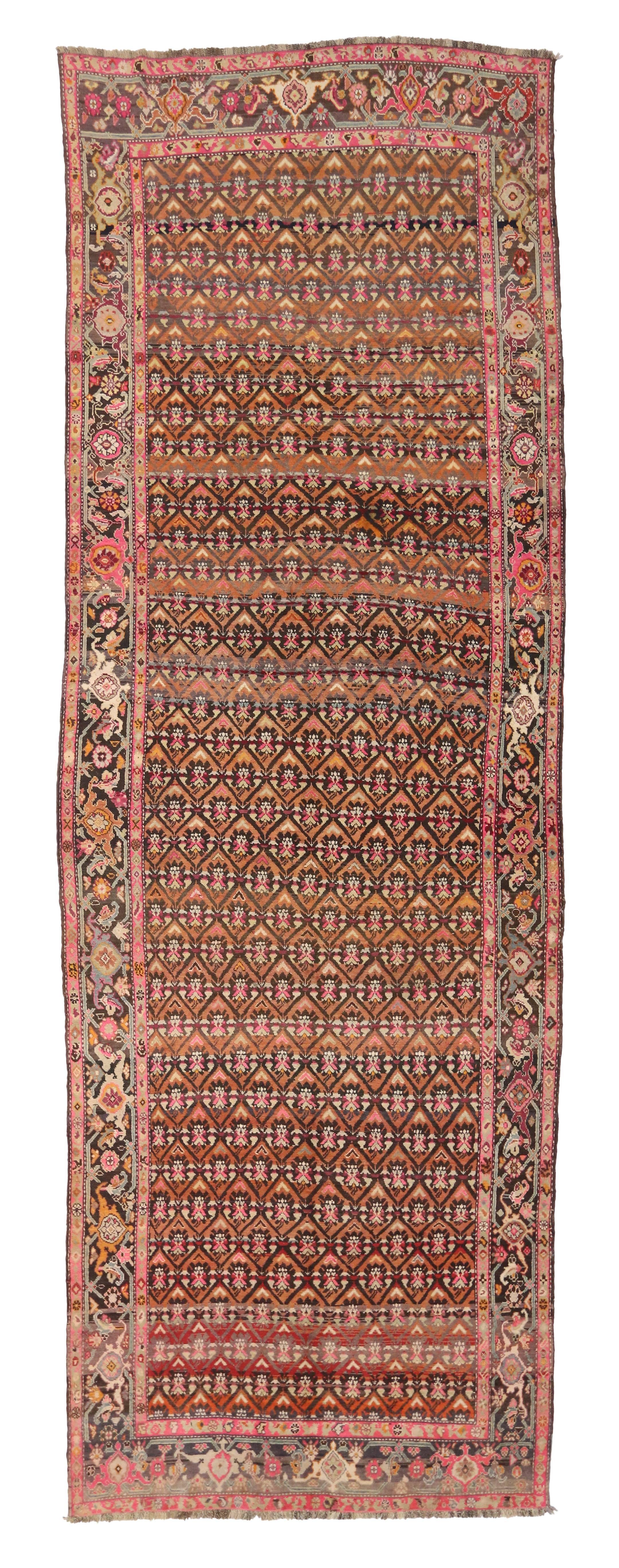 Antique Caucasian Karabakh Gallery Rug with Mid-Century Modern Style  In Good Condition For Sale In Dallas, TX