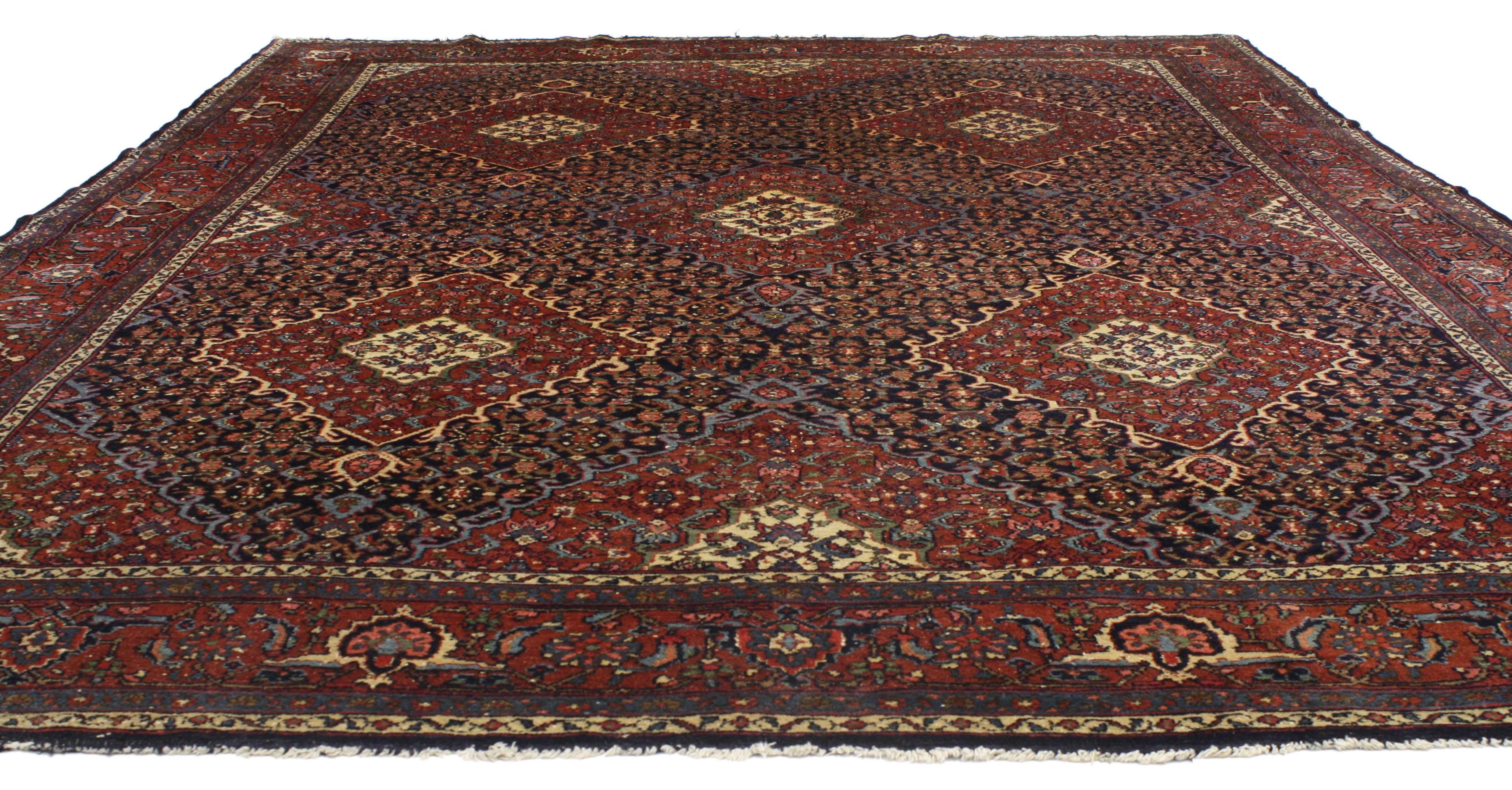 Arts and Crafts Antique Persian Bibikabad Rug with Modern Traditional Style