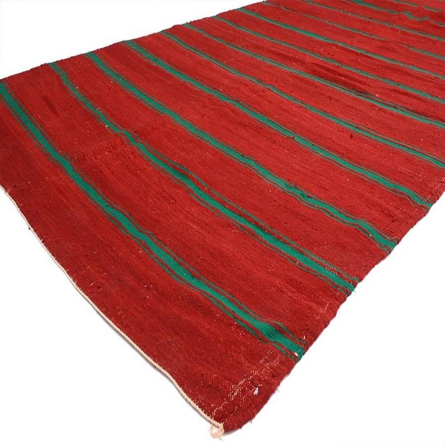 Hand-Woven Vintage Berber Moroccan Kilim with Tribal Boho Chic Style, Red Flat-Weave Kilim
