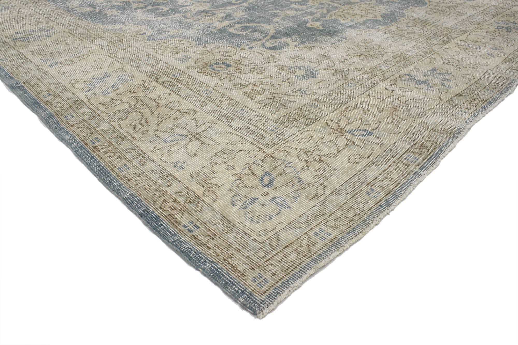 Industrial Distressed Vintage Turkish Sivas Rug with Shabby Chic Farmhouse Style
