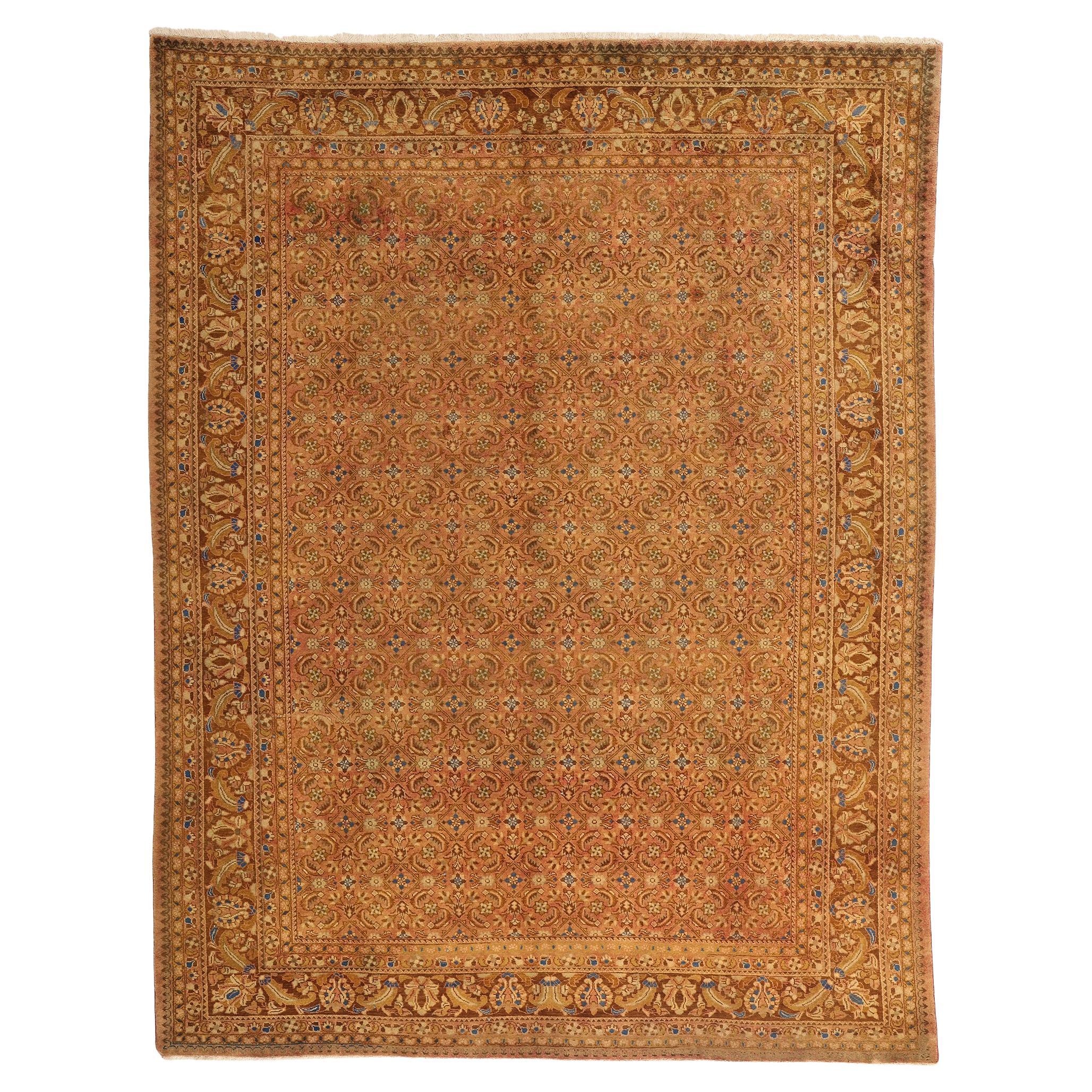 Persischer Hamadan-Teppich im viktorianischen Stil mit warmen und neutralen Farben im Angebot