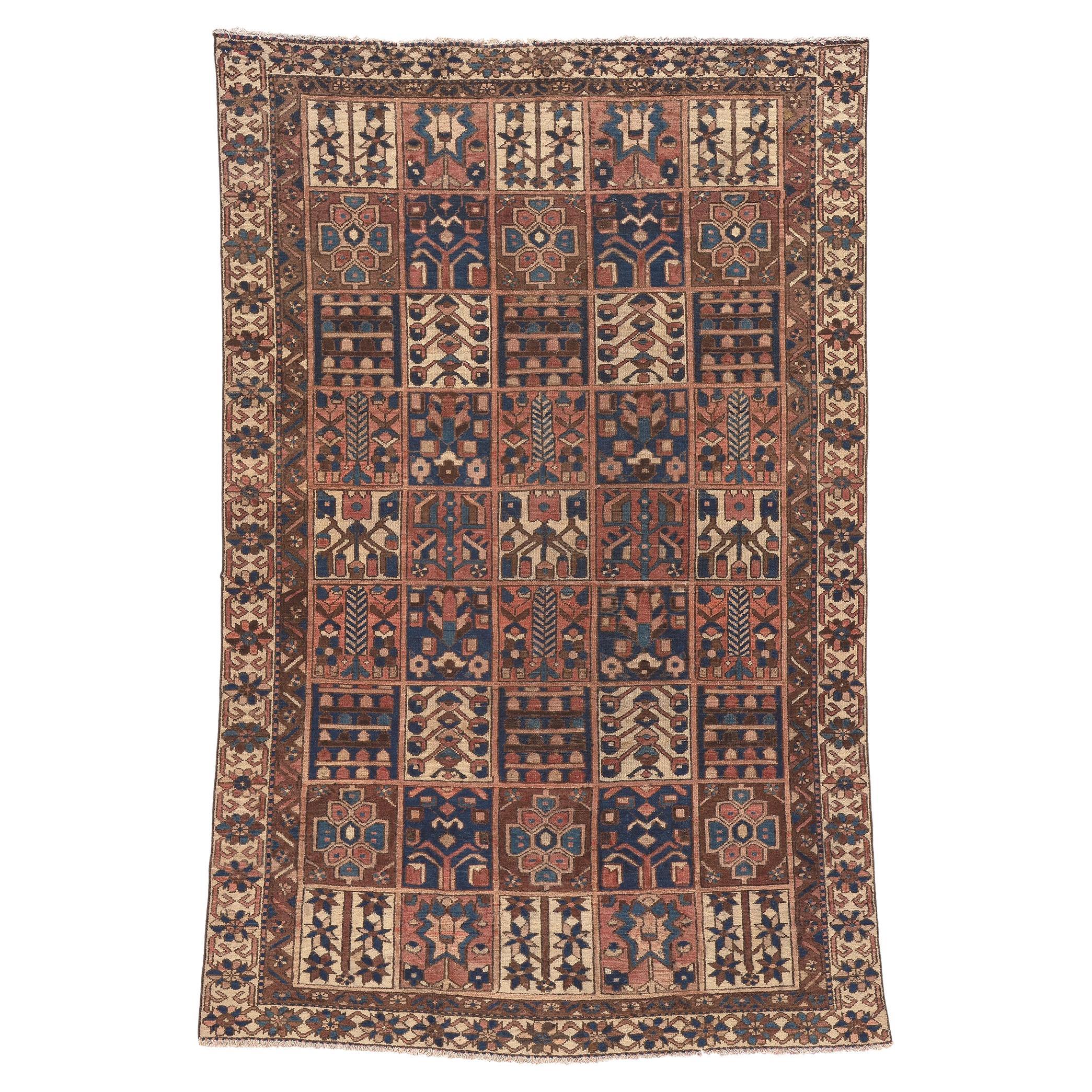 Vintage Persian Bakhtiari Rug, Biophilic Design Meets Esoteric Elegance For Sale