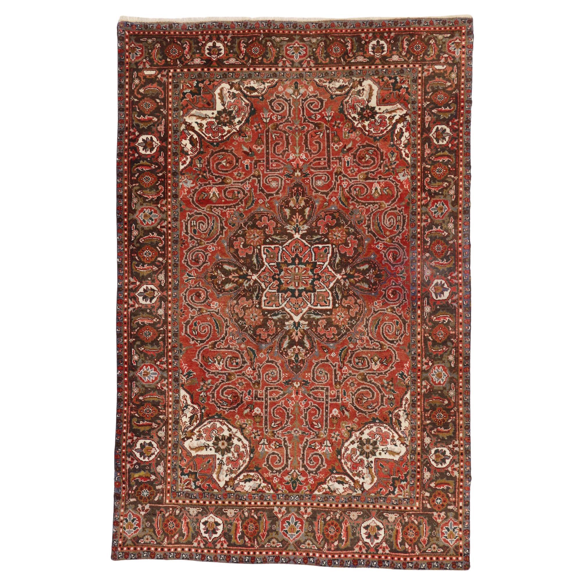 1960's Persian Heriz Carpet with Modern Style
