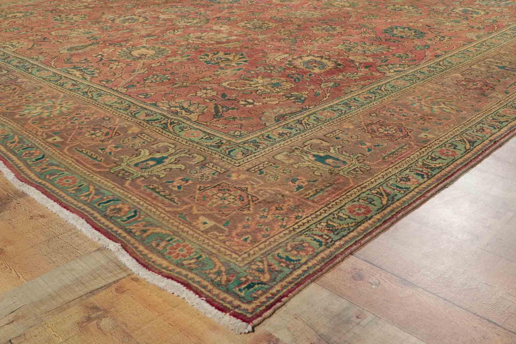 Vintage Persian Tabriz Area Rug with Traditional Style For Sale 4