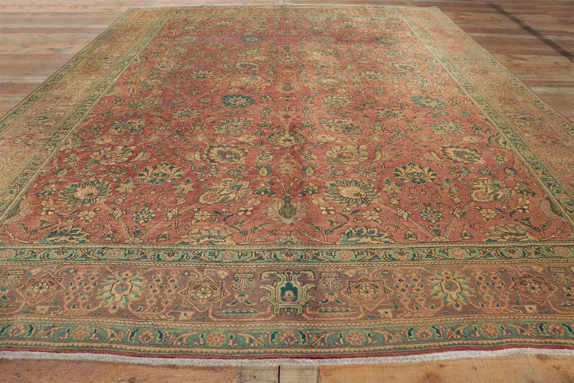 Vintage Persian Tabriz Area Rug with Traditional Style For Sale 5