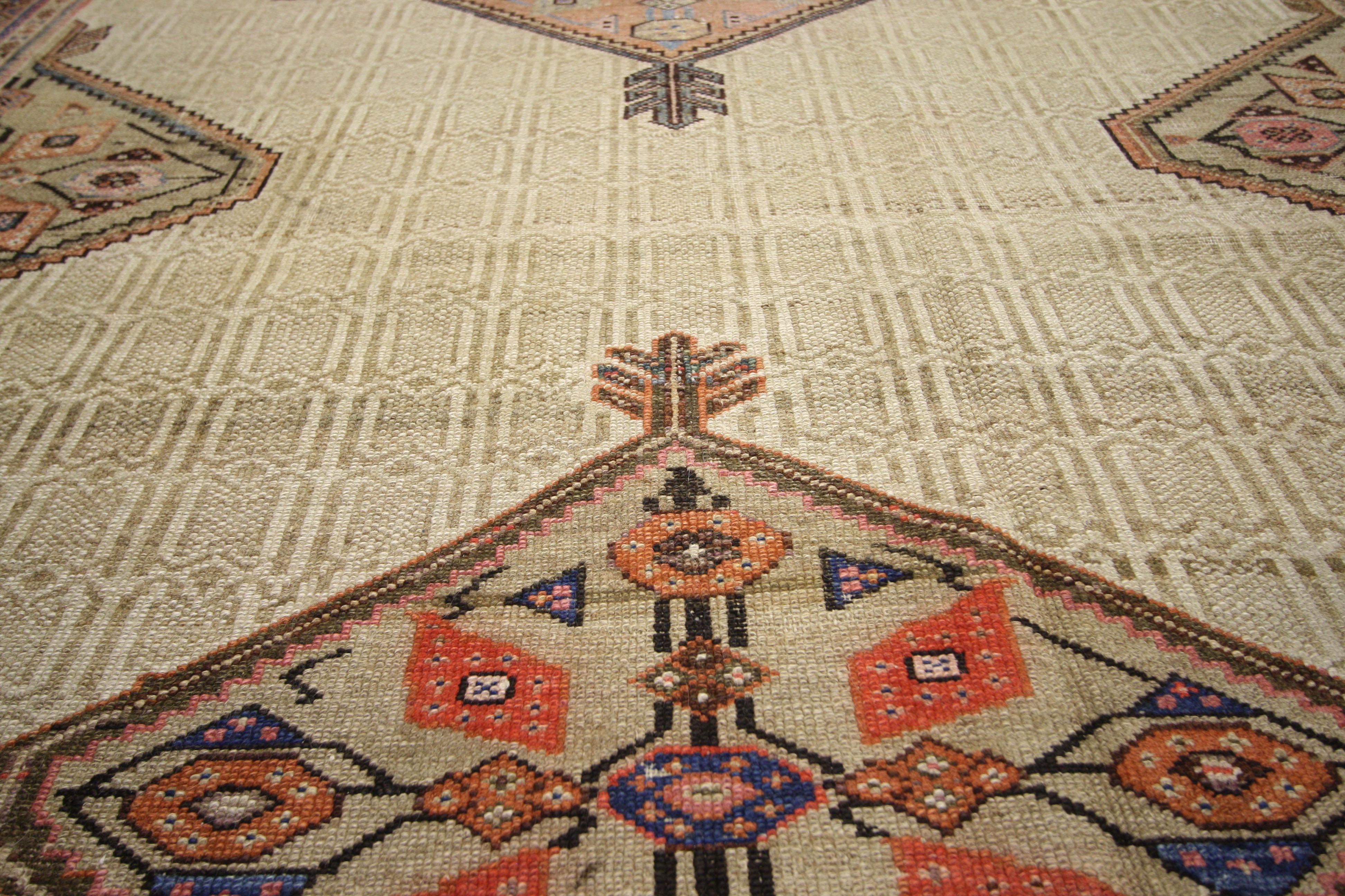 19th Century Distressed Antique Persian Malayer Gallery Rug with Modern Industrial Style For Sale