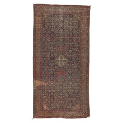 1880s Antique Persian Farahan Rug, Weathered Beauty Meets Rustic Sensibility