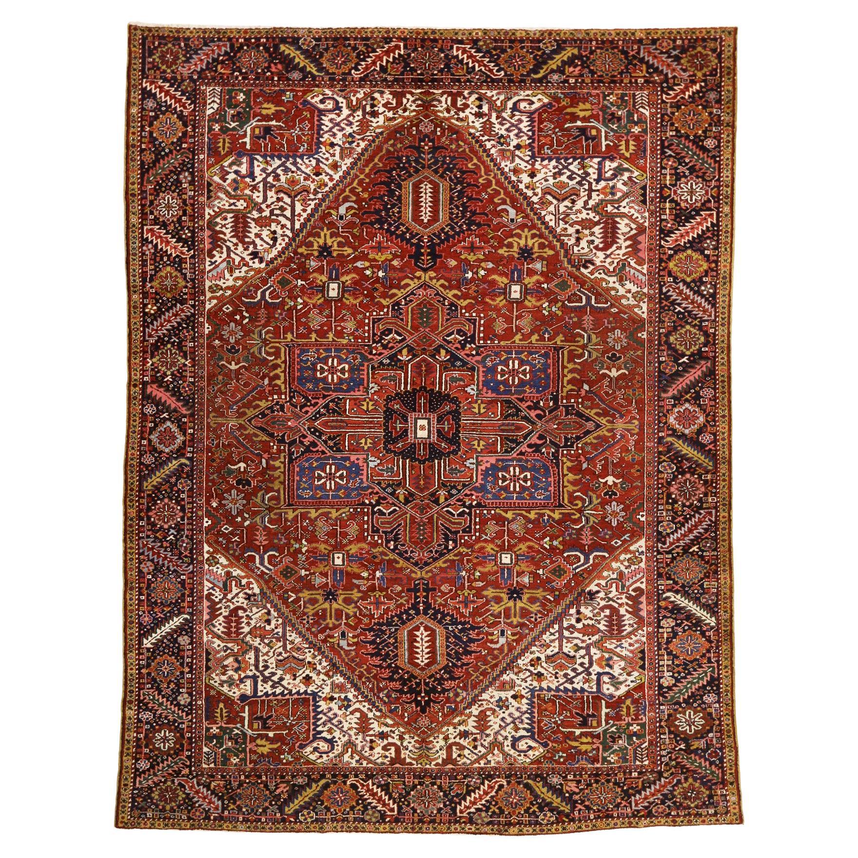 Tapis persan ancien Heriz de style traditionnel moderne