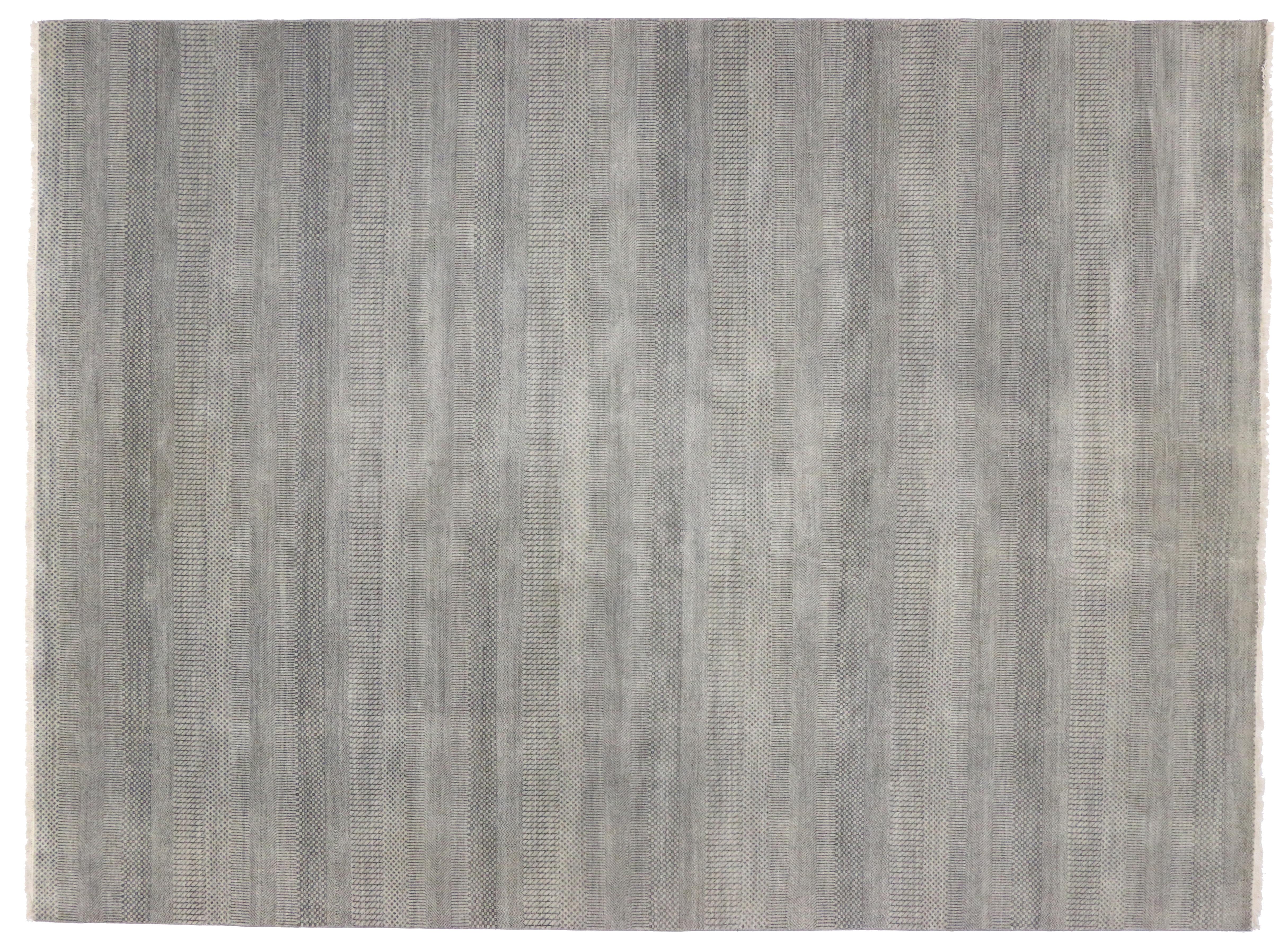 Indien Nouveau tapis gris transitionnel avec style contemporain minimaliste en vente