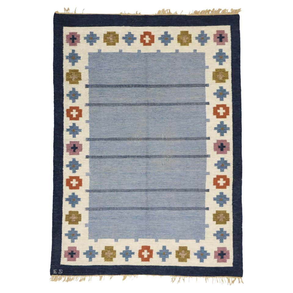 Doris Leslie Blau Vintage Swedish Flat Woven Rug Signed with Initial ...