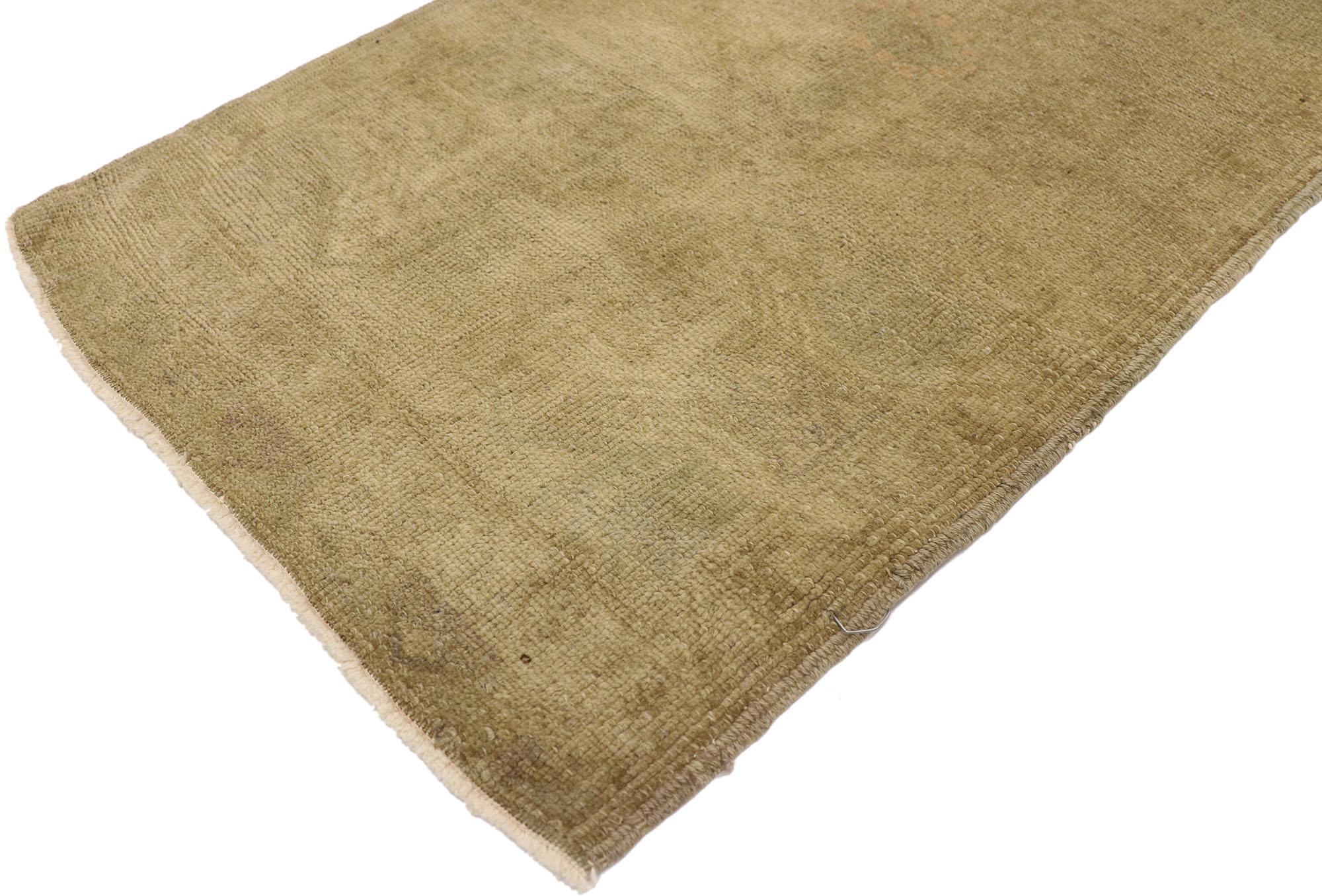 Hand-Knotted Vintage Turkish Oushak Yastik Scatter Rug, Small Accent Rug