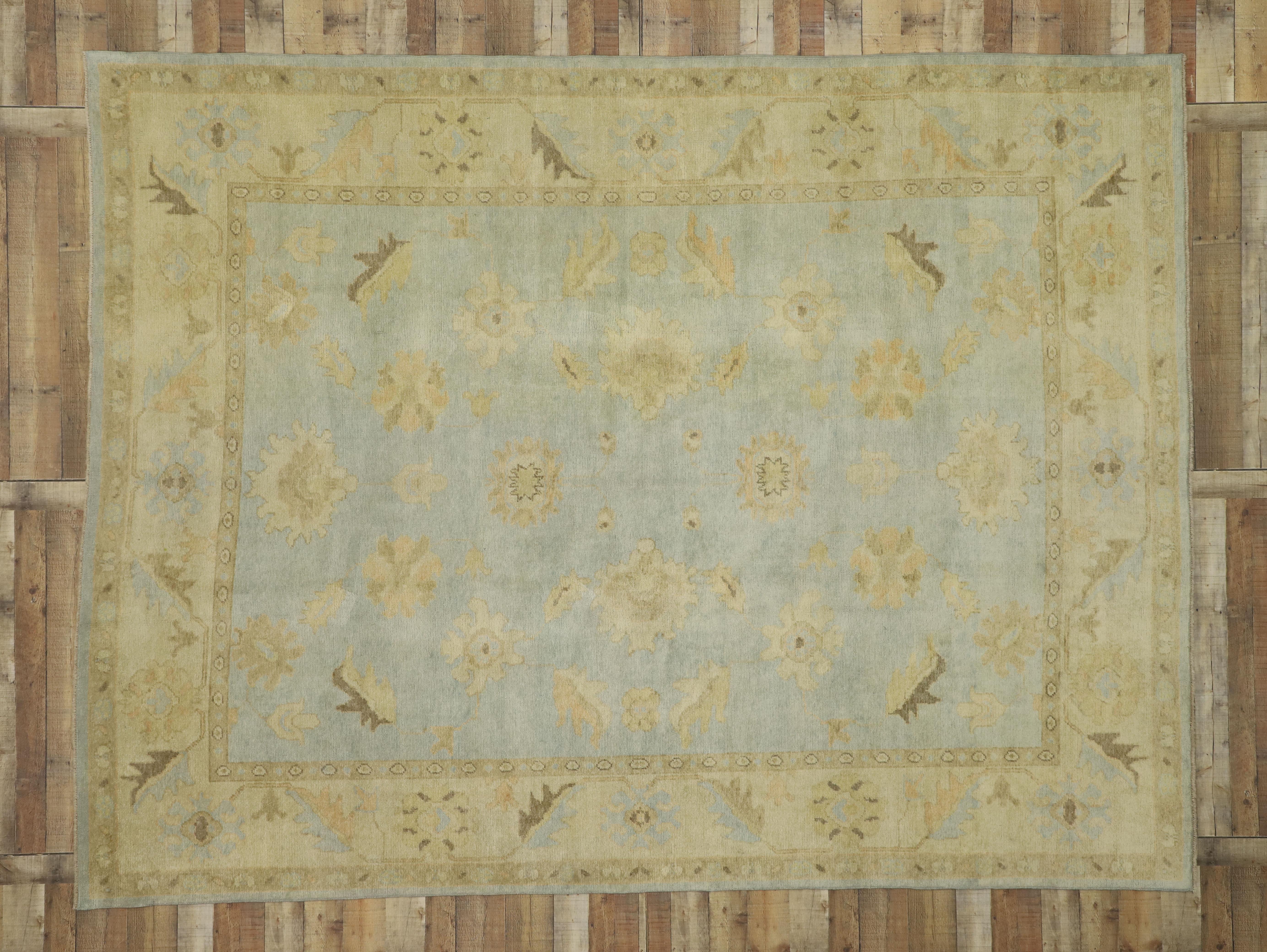 New Contemporary Turkish Oushak Rug with Transitional Style For Sale 8