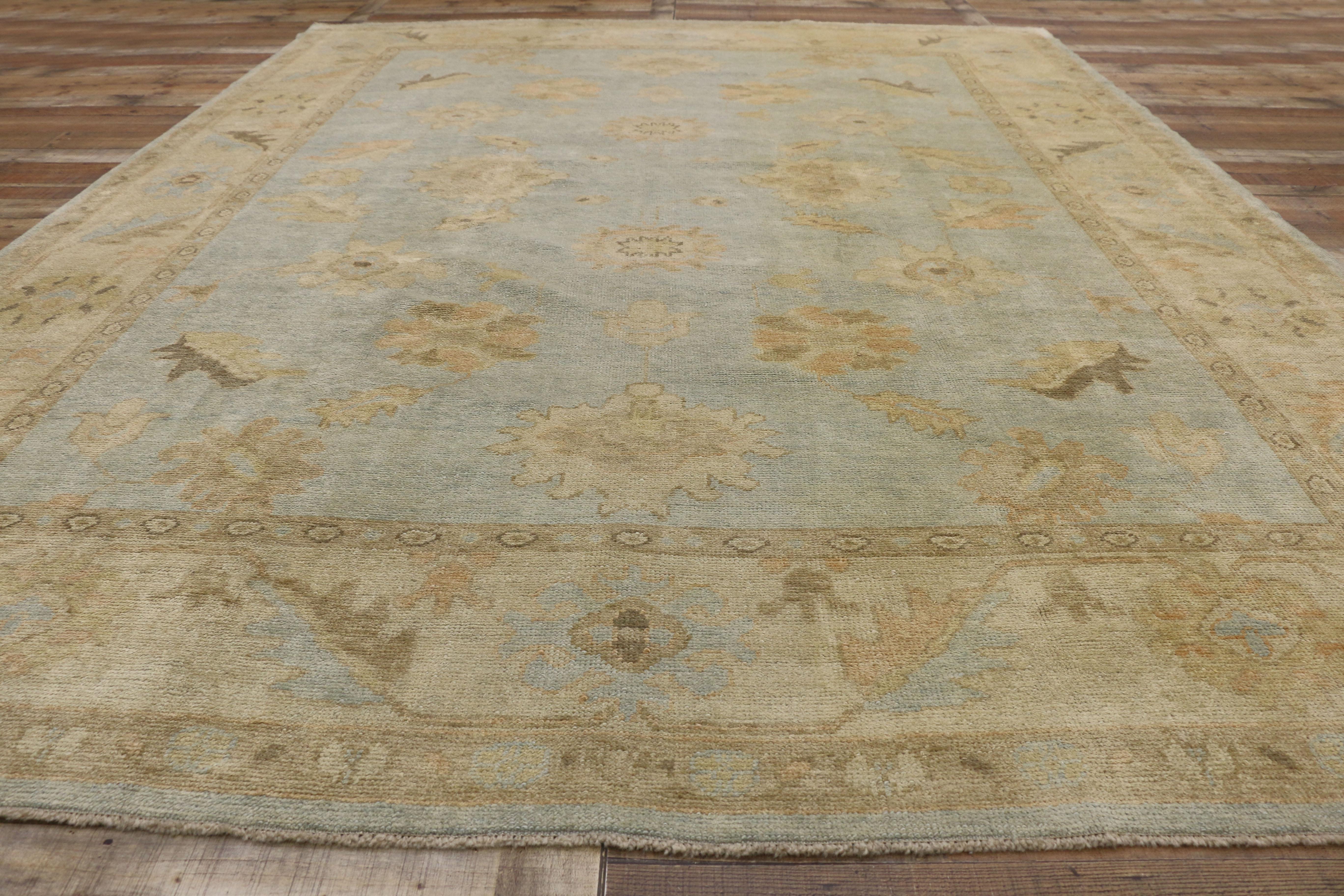 New Contemporary Turkish Oushak Rug with Transitional Style For Sale 7