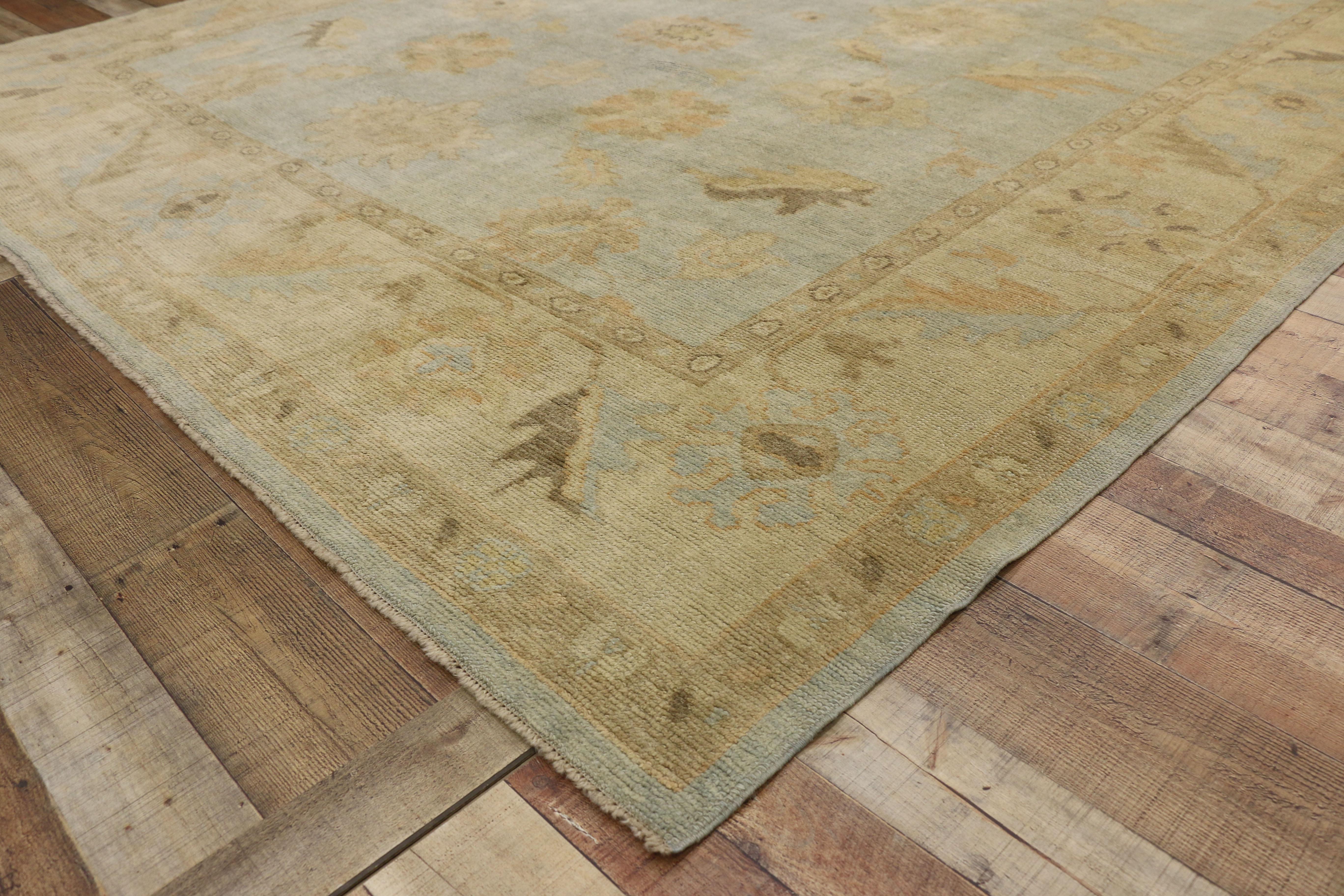 New Contemporary Turkish Oushak Rug with Transitional Style For Sale 6