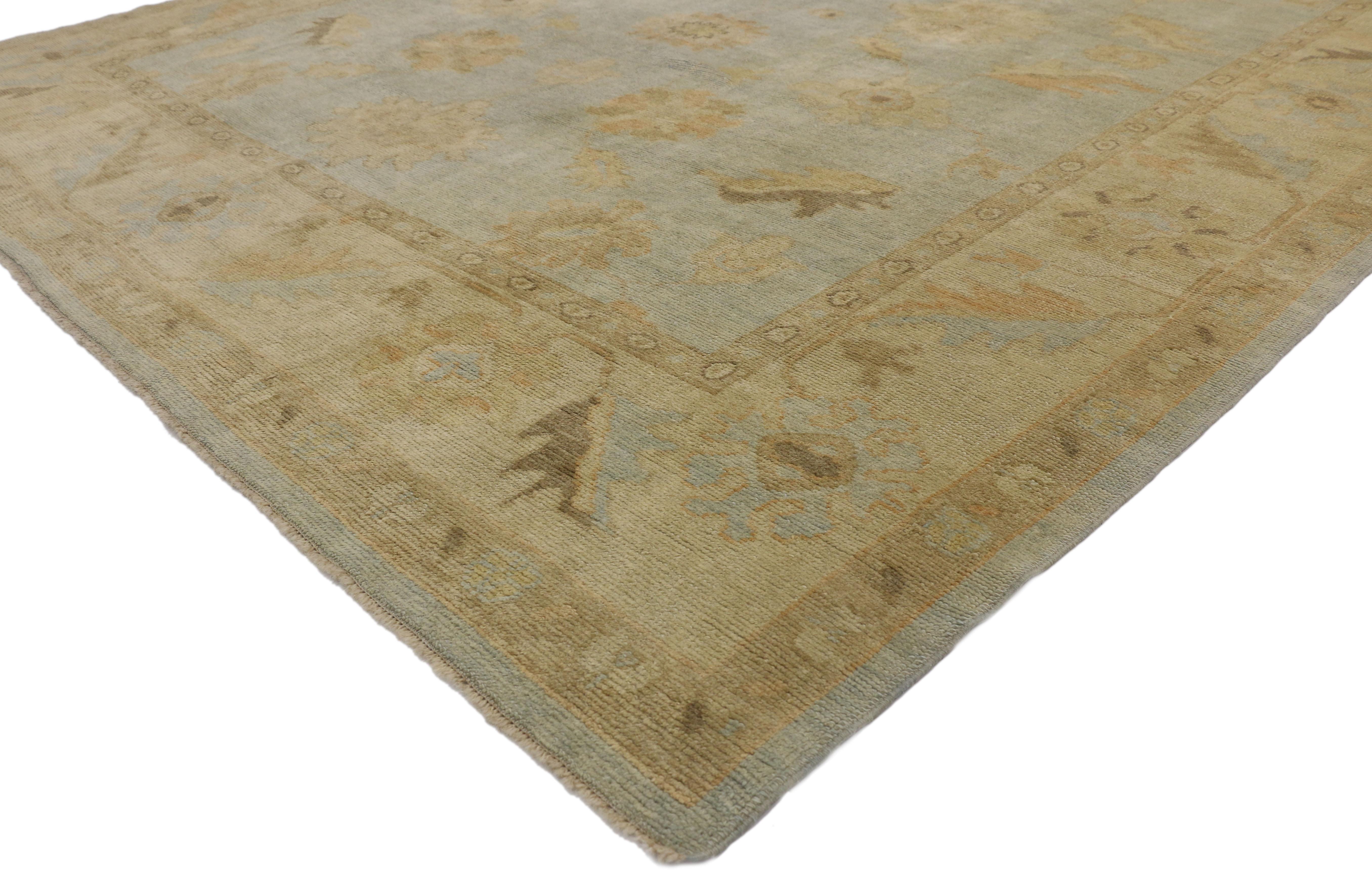 New Contemporary Turkish Oushak Rug with Transitional Style In Excellent Condition For Sale In Dallas, TX