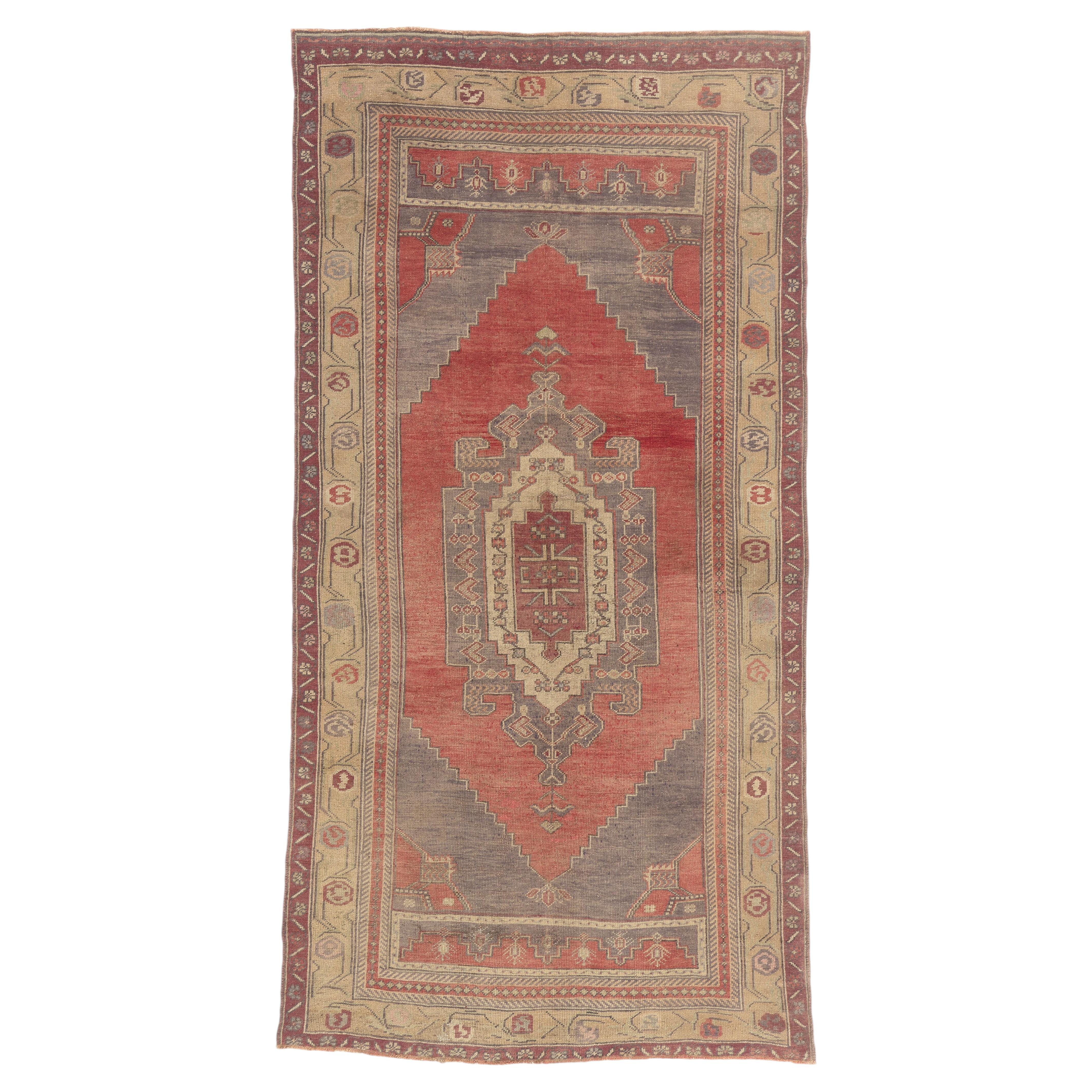 The Talismanic Jewel: A Vintage Turkish Oushak Masterpiece of Anatolian Elegance For Sale