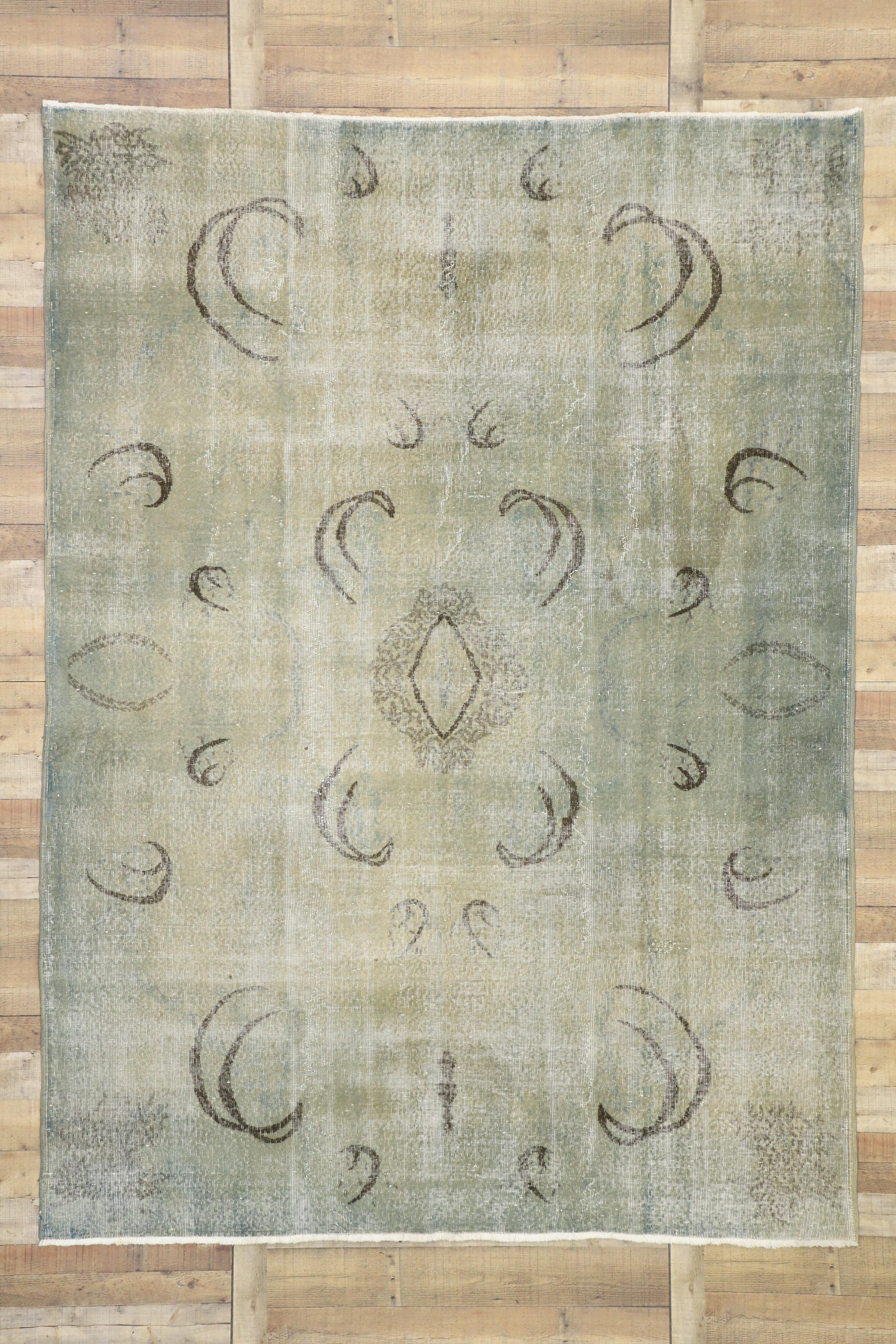 Wool Distressed Vintage Turkish Sivas Zeki Muren Rug For Sale