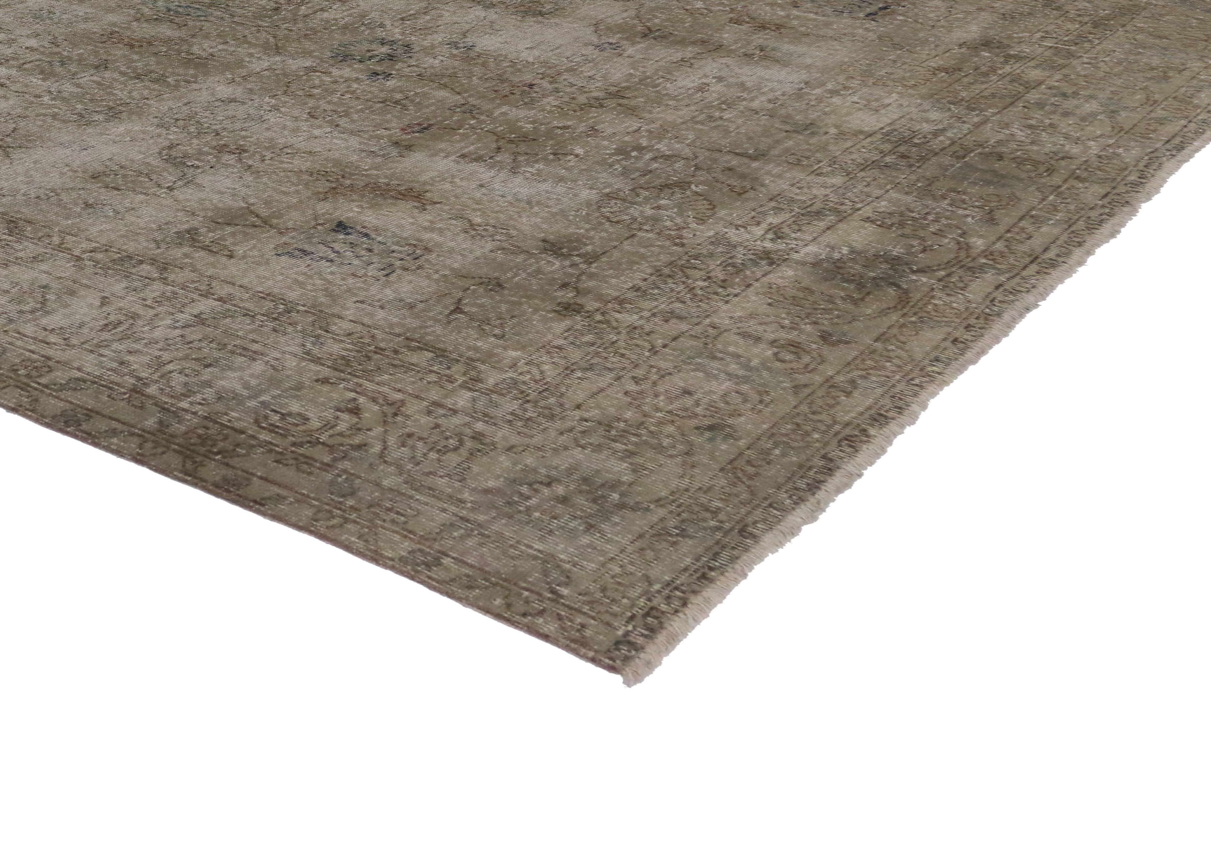 20th Century Distressed Vintage Turkish Sivas Rug with Modern Style For Sale