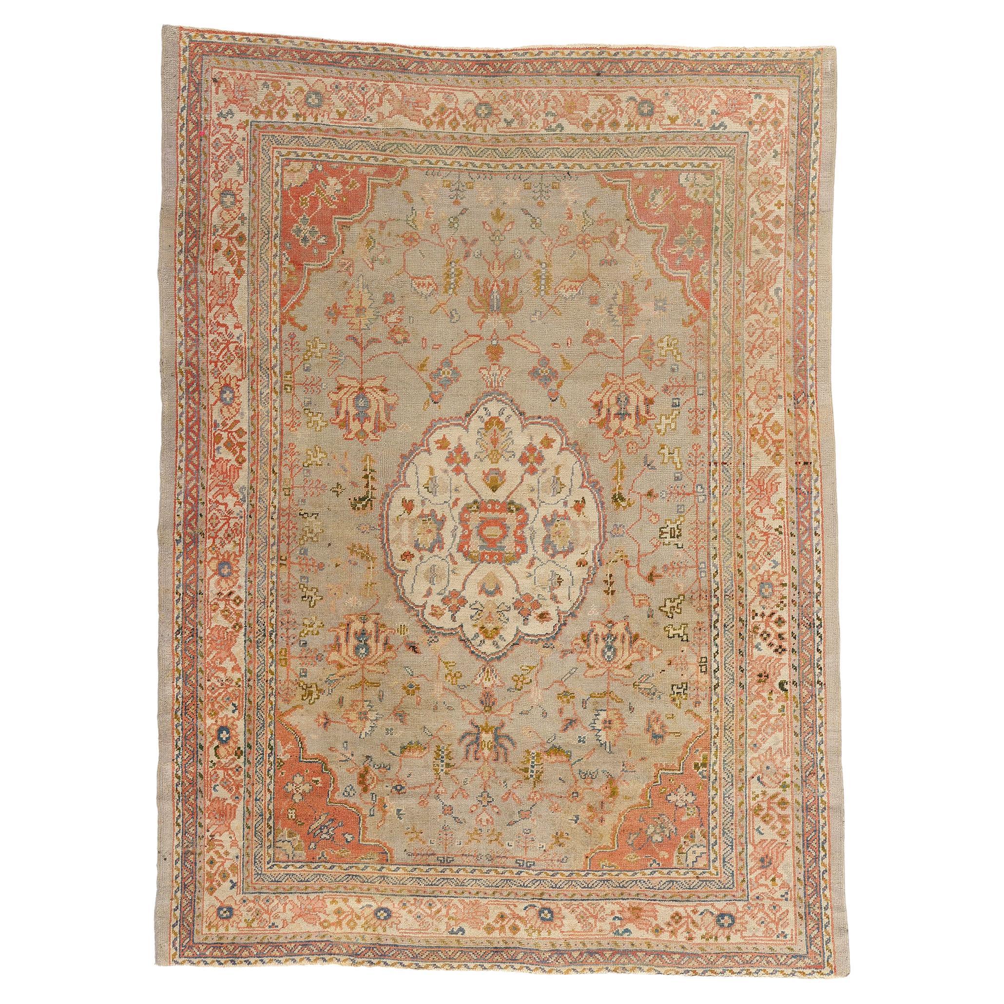 1910's Turkish Oushak Carpet with Modern Style