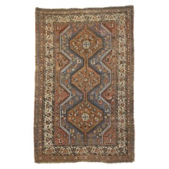 Distressed Retro Persian Shiraz Tribal Rug