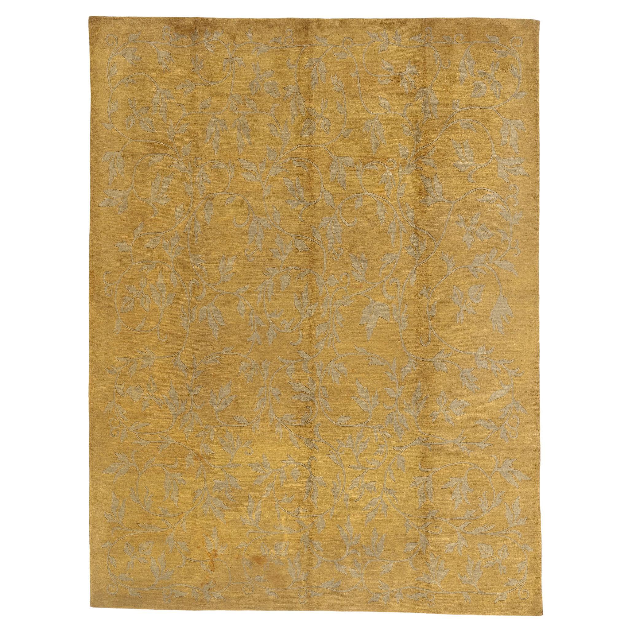 Tappeto tibetano d
oro vintage con stile moderno e tradizionale