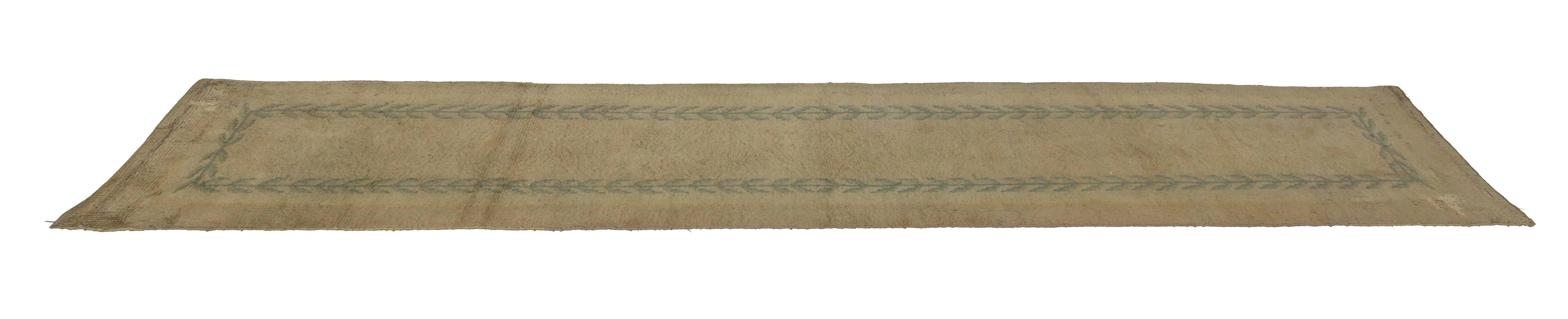 Antique Savonnerie Runner with French Country Style, Narrow Hallway Runner 1