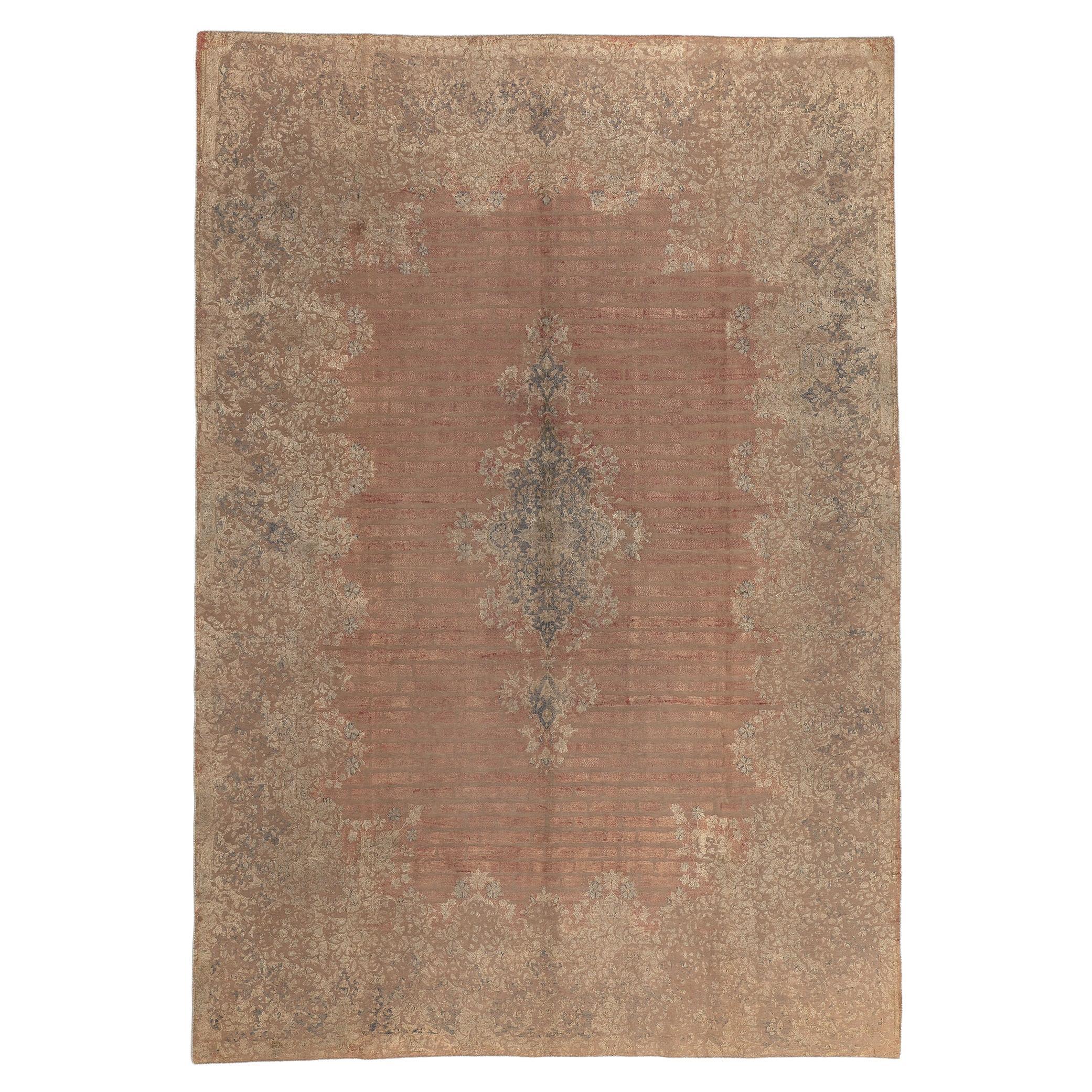 Vintage Turkish Overdyed Rug, Warm Industrial Style Meets Earth-Tone Elegance For Sale