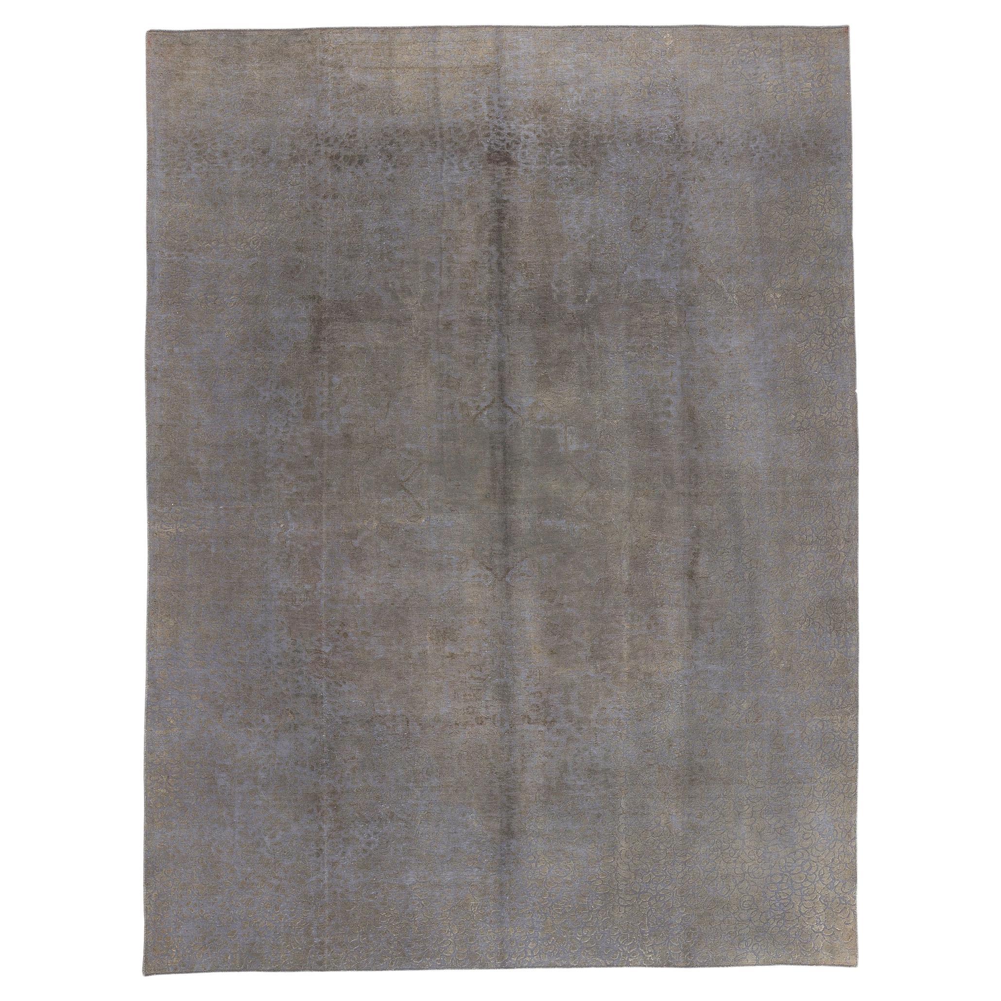 Vintage Turkish Overdyed Rug, The Brutalist Movement Meets Modern Industrial For Sale