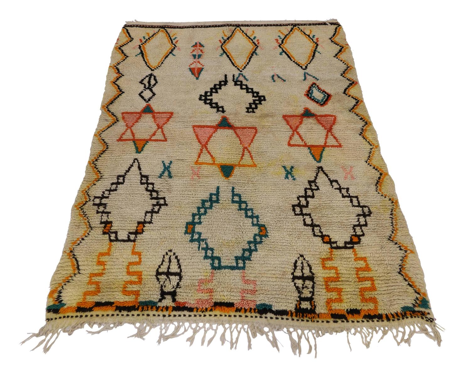 Vintage Judaica Moroccan Rug with Stars of David For Sale at 1stdibs