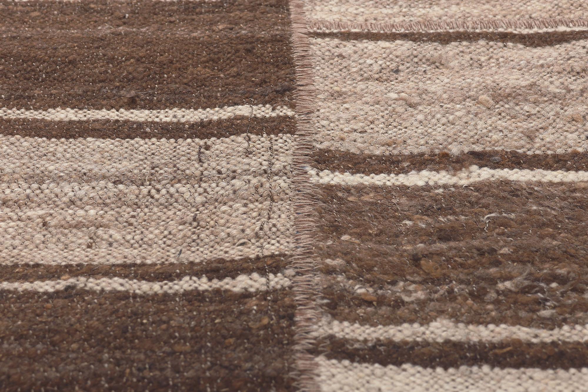 20th Century Earth-Tone Vintage Turkish Kilim Rug, Wabi-Sabi Embraces Rustic Finesse For Sale