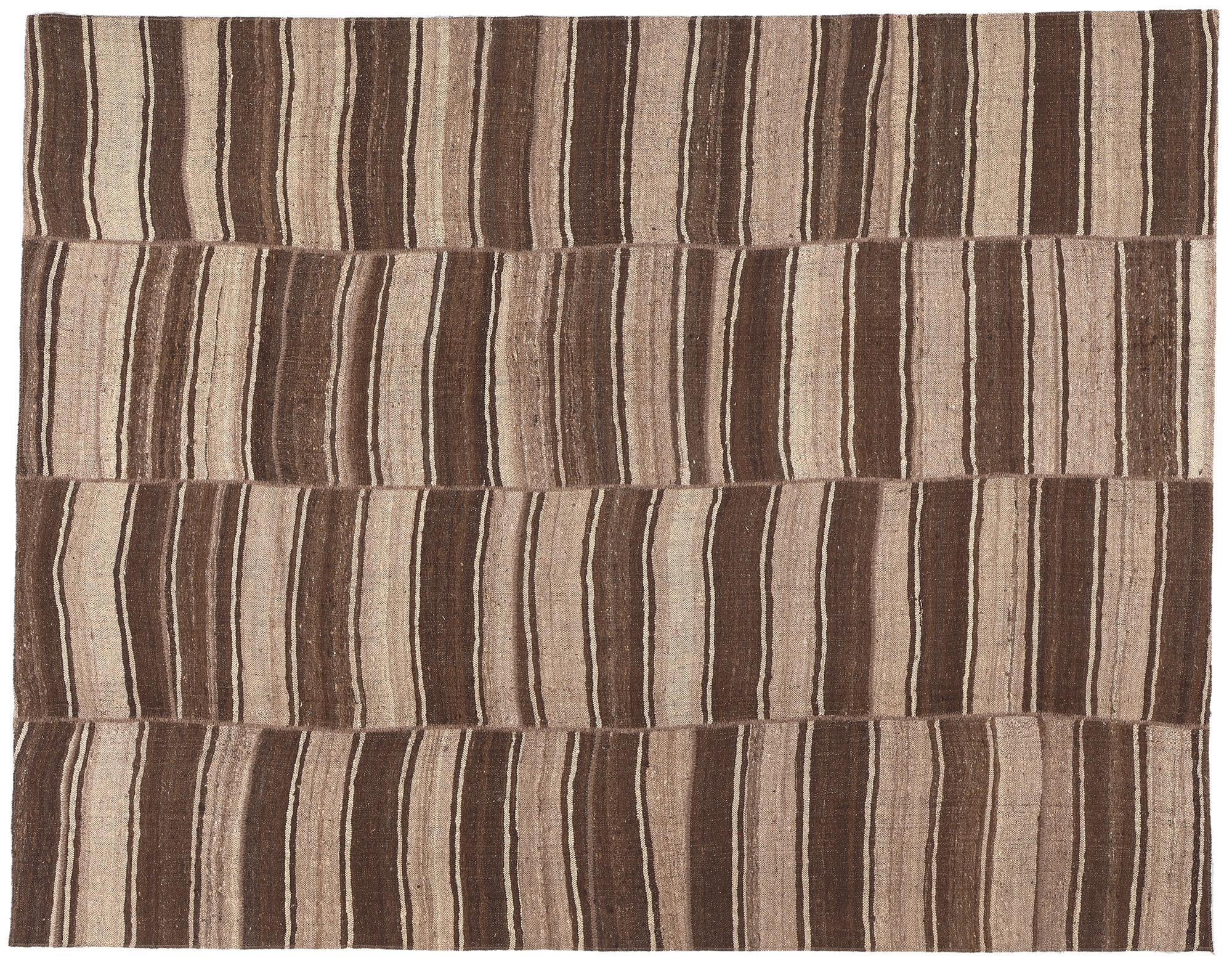 Earth-Tone Vintage Turkish Kilim Rug, Wabi-Sabi Embraces Rustic Finesse For Sale 4