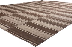 Earth-Tone Vintage Turkish Kilim Rug, Wabi-Sabi Embraces Rustic Finesse