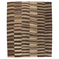 Earth-Tone Antique Turkish Kilim Rug, Wabi-Sabi Embraces Sustainable Design