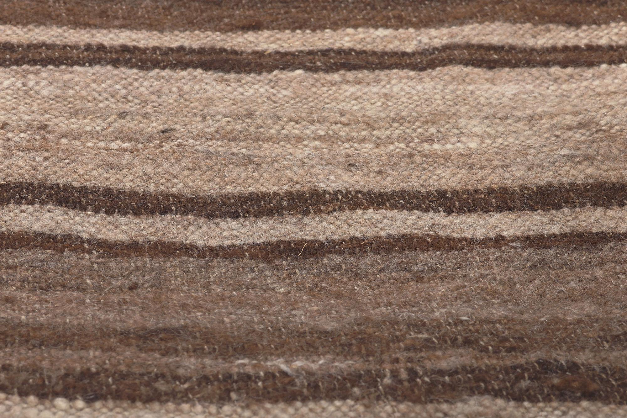 20th Century Earth-Tone Vintage Turkish Kilim Rug, Wabi-Sabi Embraces Rustic Finesse For Sale