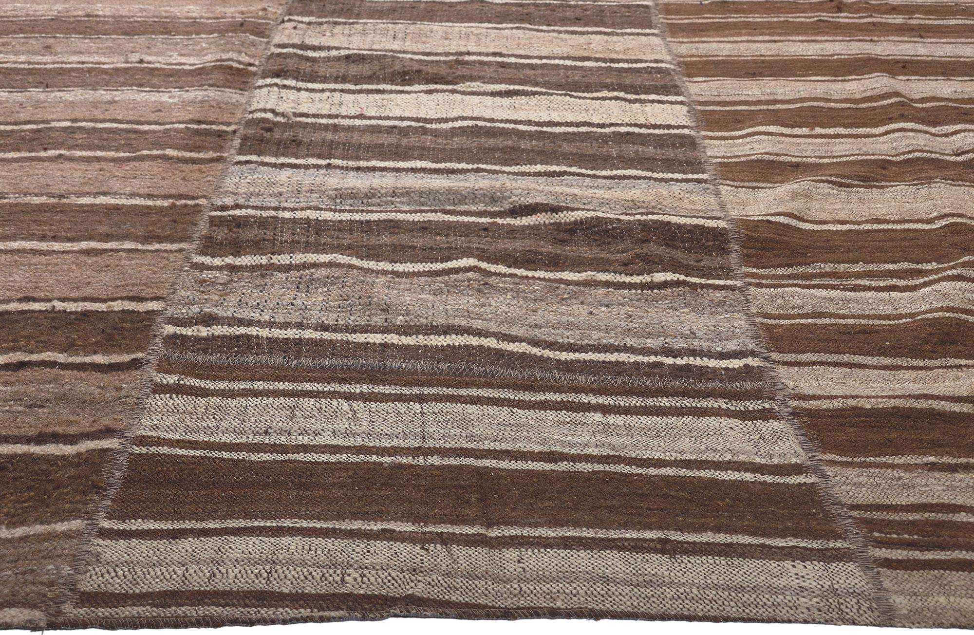 Earth-Tone Vintage Turkish Kilim Rug, Wabi-Sabi Embraces Sustainable Design In Good Condition For Sale In Dallas, TX