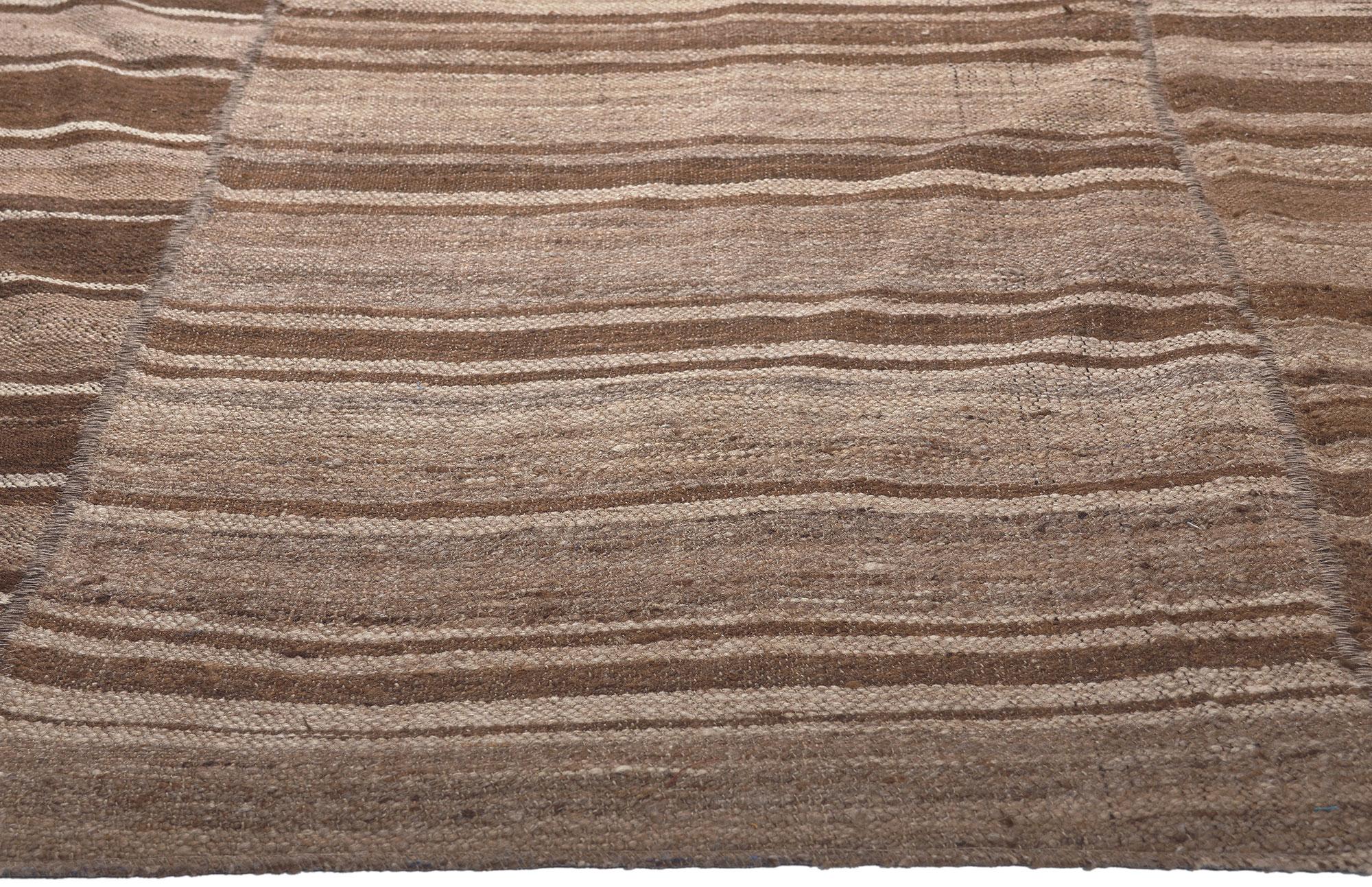 Earth-Tone Vintage Turkish Kilim Rug, Wabi-Sabi Embraces Sustainable Design In Good Condition For Sale In Dallas, TX