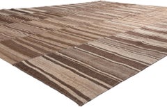 Earth-Tone Vintage Turkish Kilim Rug, Wabi-Sabi Embraces Sustainable Design