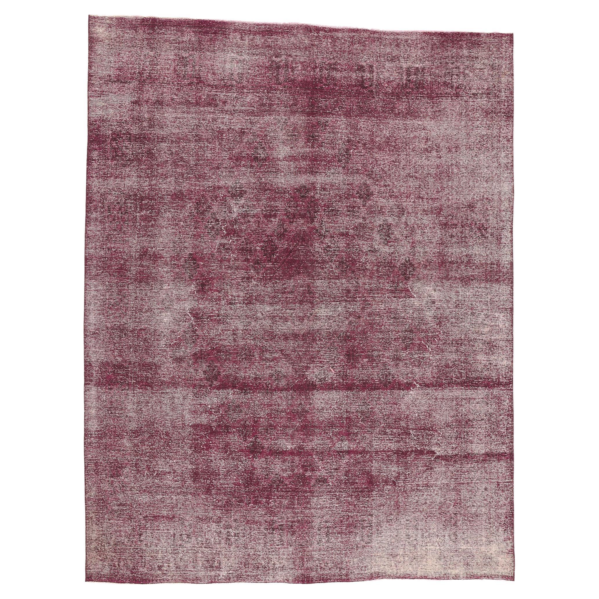 Vintage Turkish Burgundy Overdyed Rug, Modern Industrial Meets Rustic Elegance